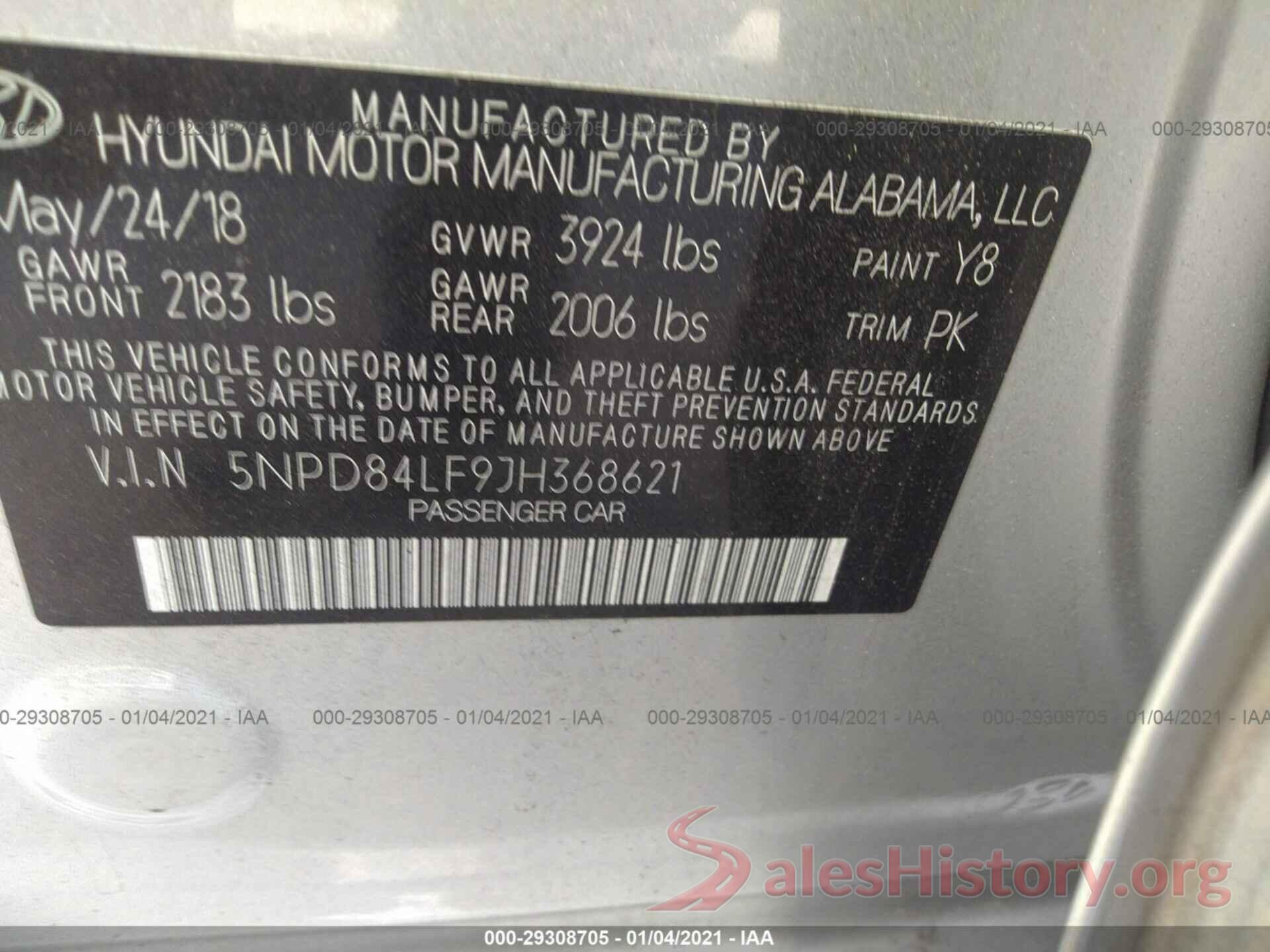 5NPD84LF9JH368621 2018 HYUNDAI ELANTRA