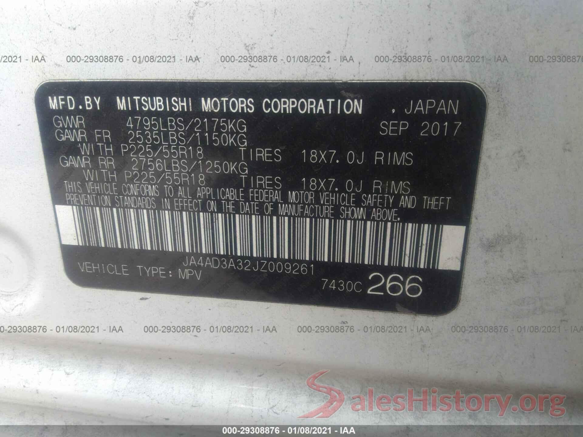 JA4AD3A32JZ009261 2018 MITSUBISHI OUTLANDER