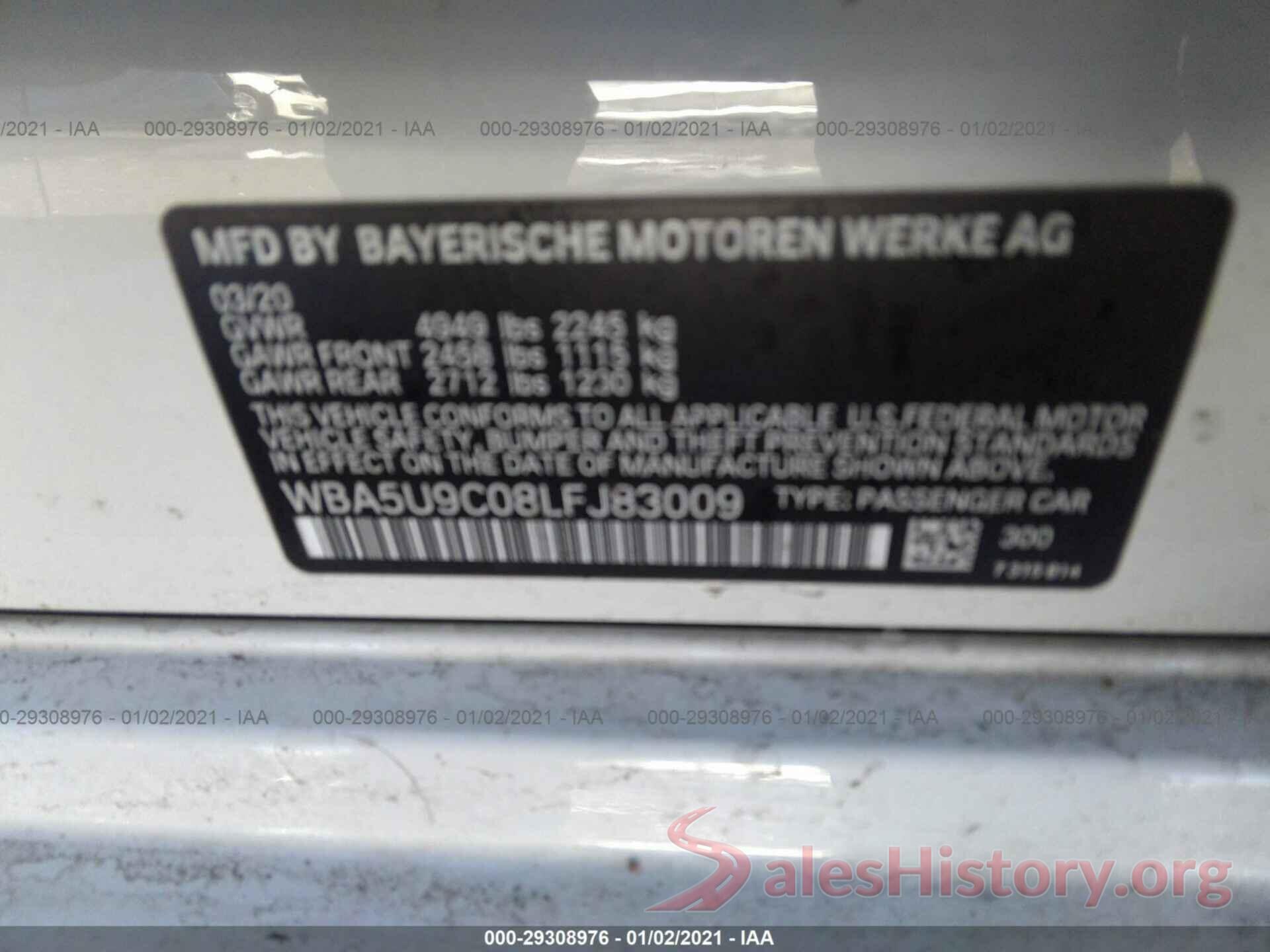 WBA5U9C08LFJ83009 2020 BMW 3 SERIES