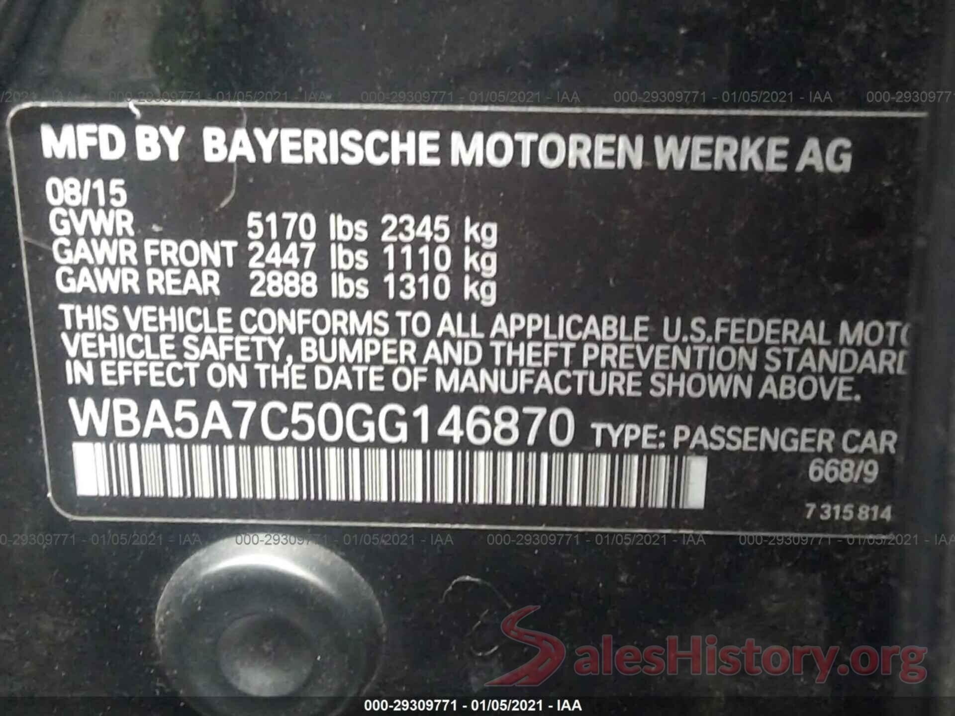 WBA5A7C50GG146870 2016 BMW 5 SERIES