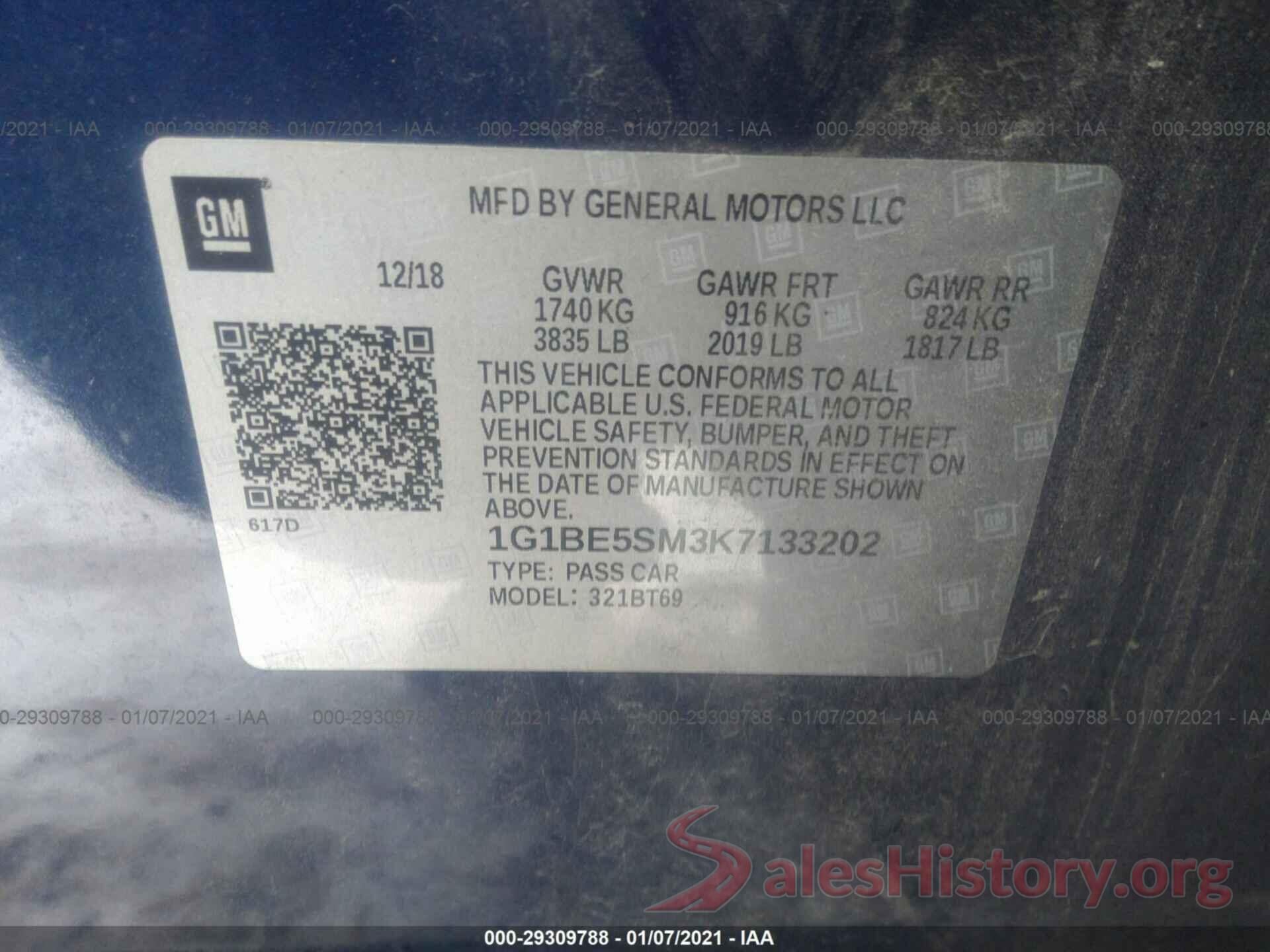 1G1BE5SM3K7133202 2019 CHEVROLET CRUZE