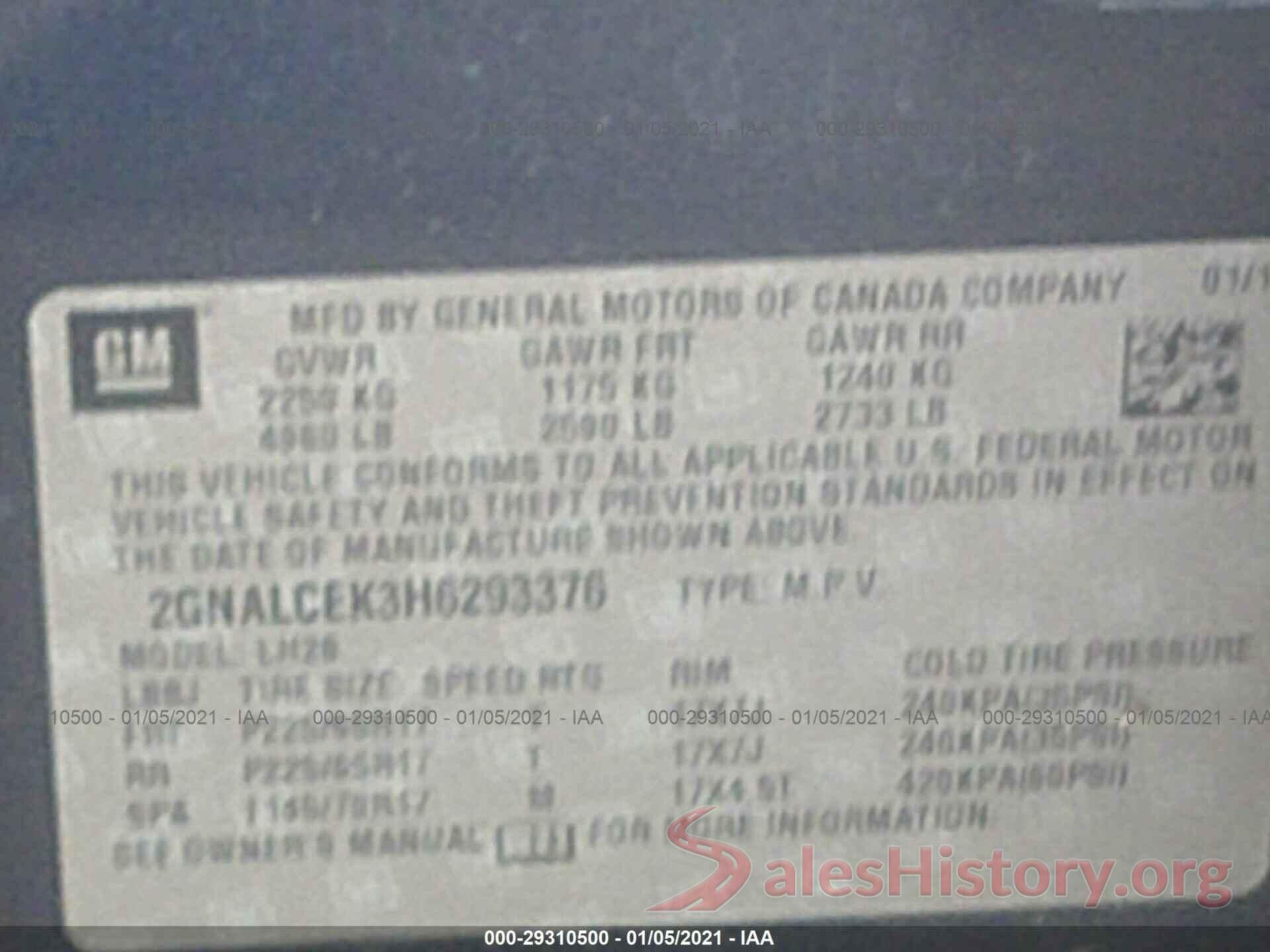 2GNALCEK3H6293376 2017 CHEVROLET EQUINOX