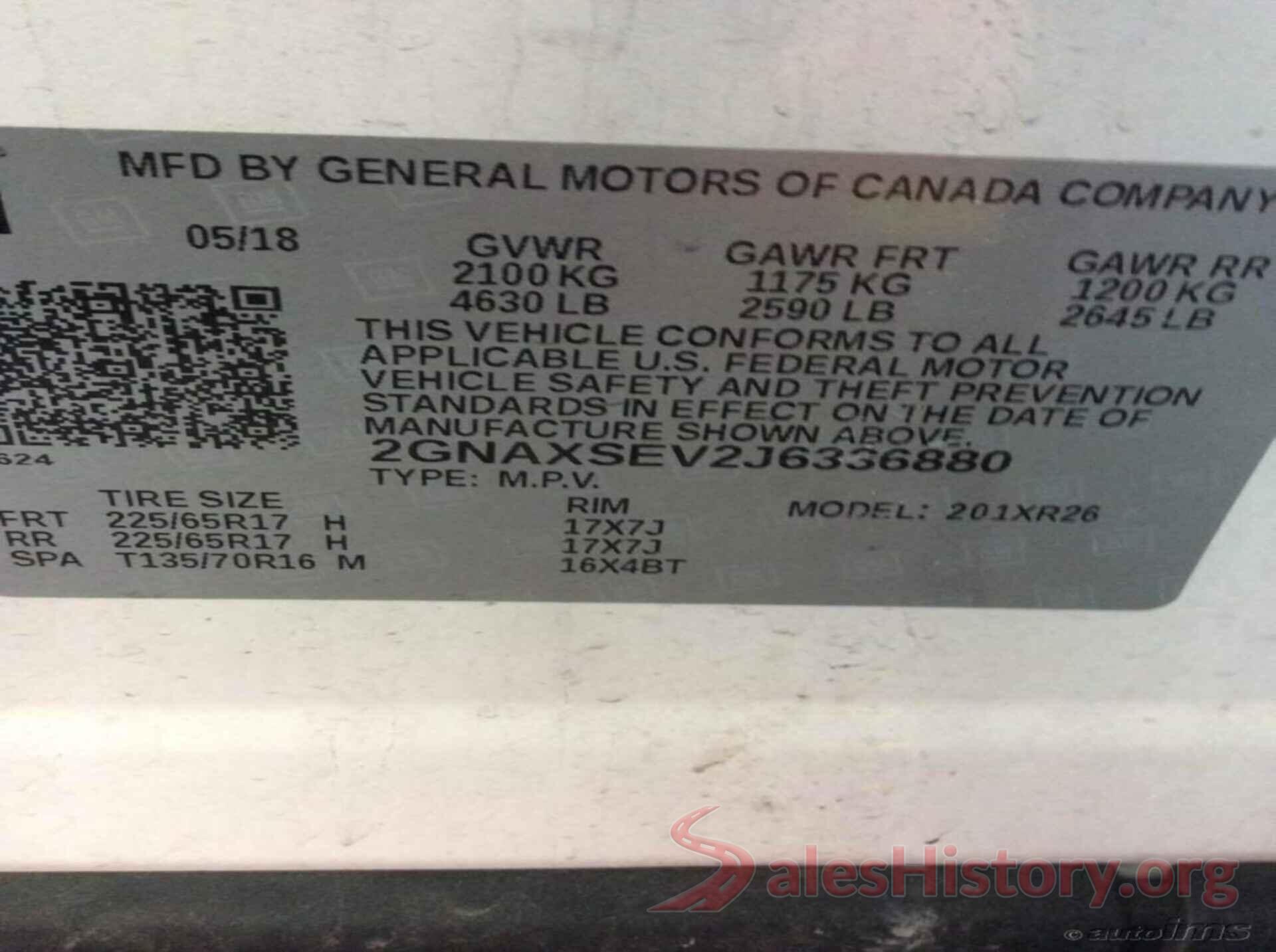 2GNAXSEV2J6336880 2018 CHEVROLET EQUINOX