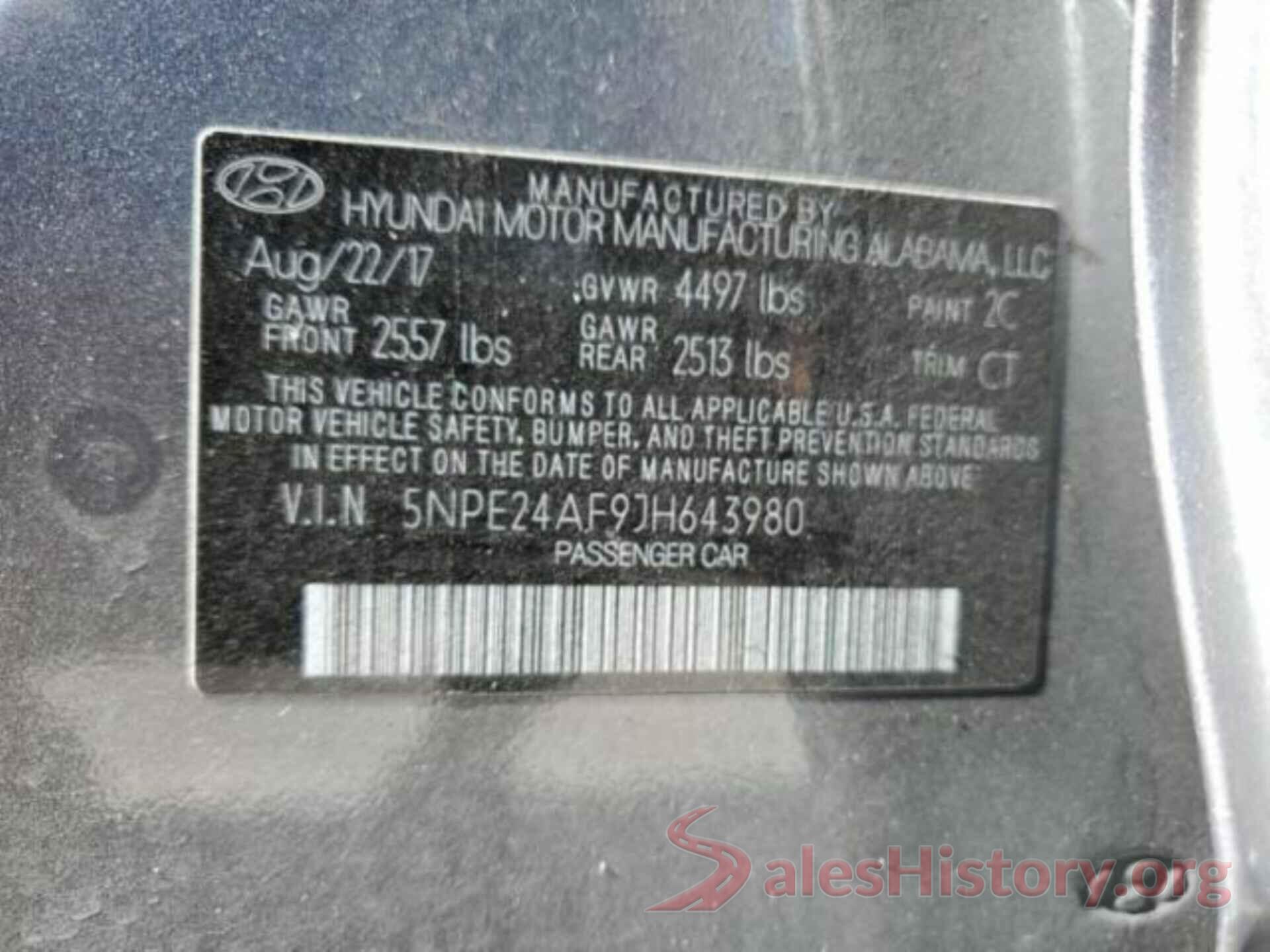 5NPE24AF9JH643980 2018 HYUNDAI SONATA