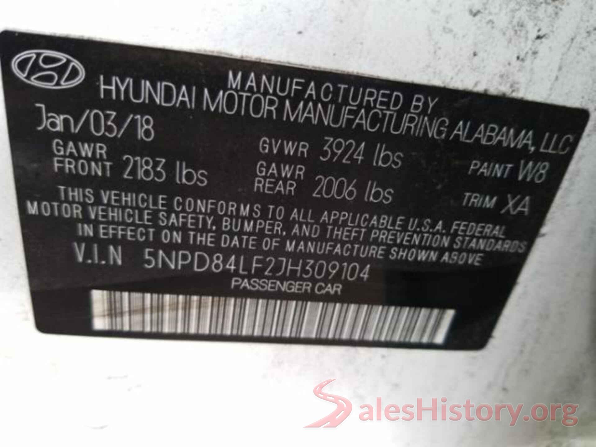 5NPD84LF2JH309104 2018 HYUNDAI ELANTRA