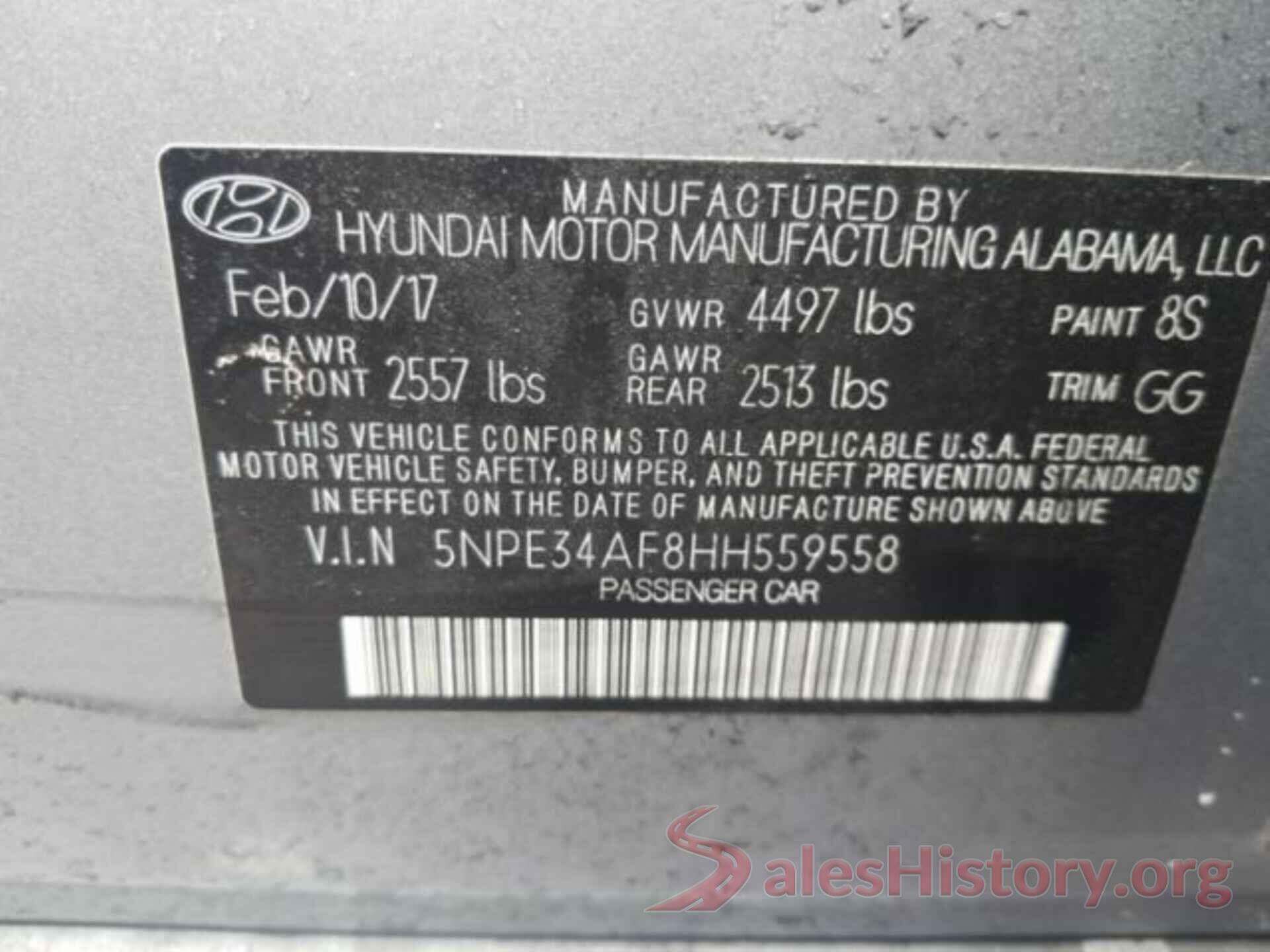 5NPE34AF8HH559558 2017 HYUNDAI SONATA