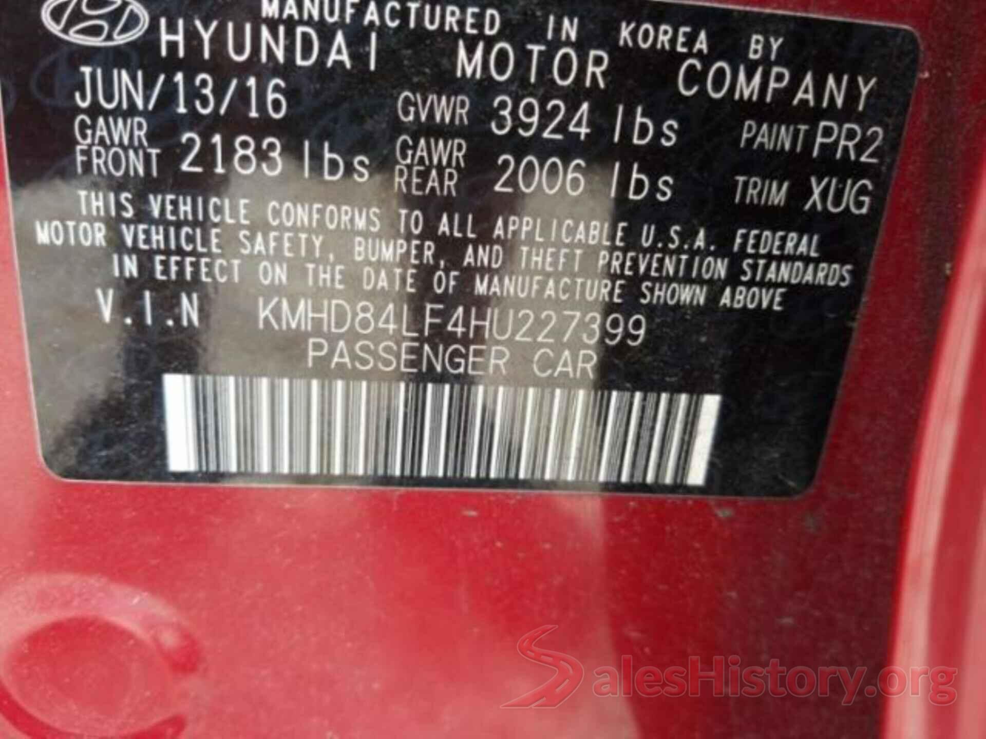 KMHD84LF4HU227399 2017 HYUNDAI ELANTRA