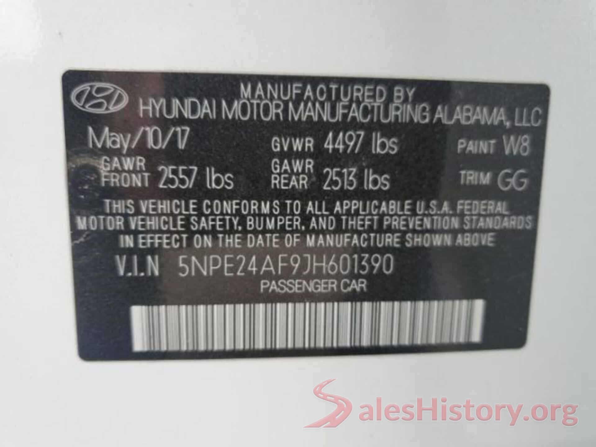 5NPE24AF9JH601390 2018 HYUNDAI SONATA