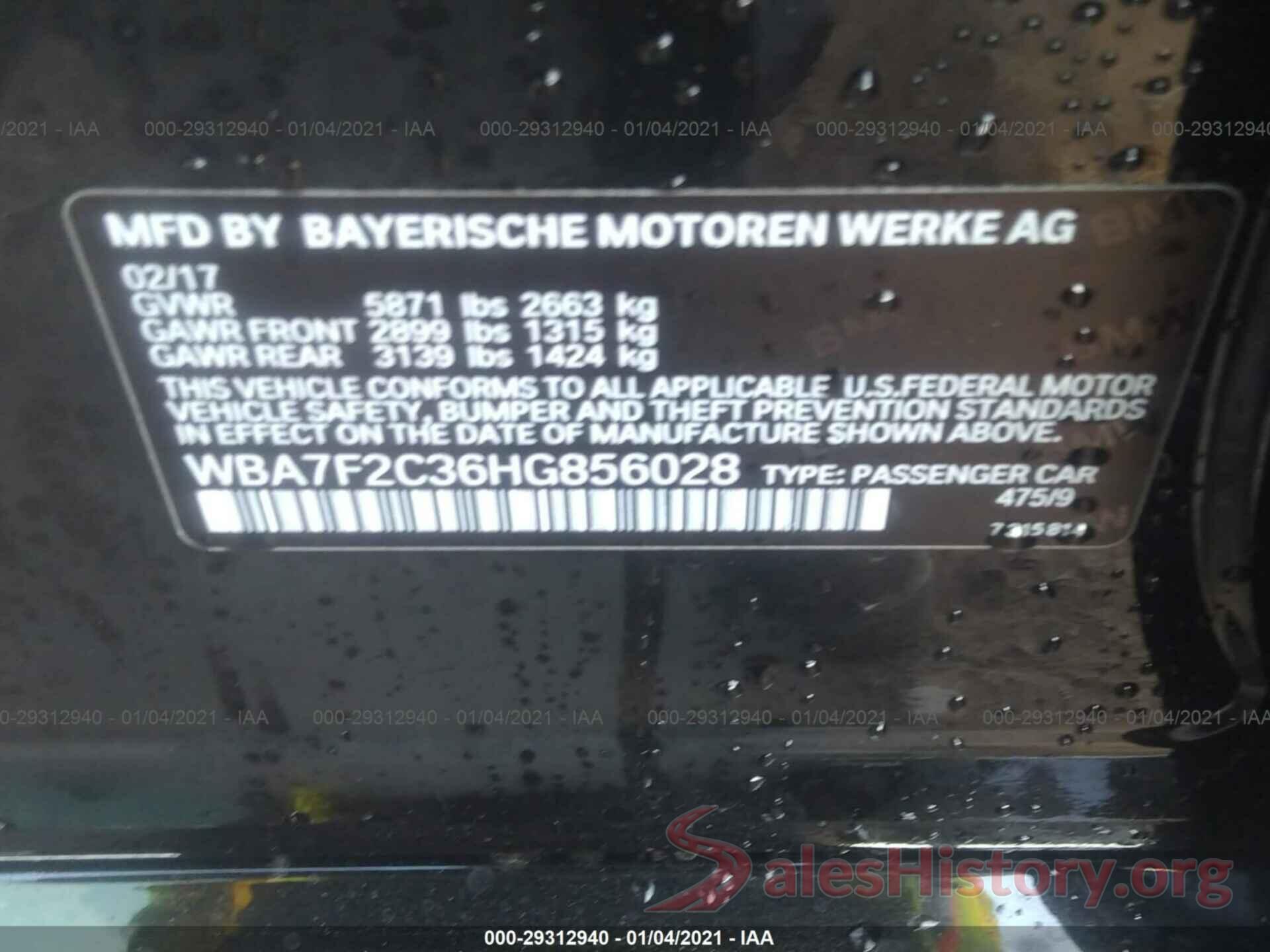 WBA7F2C36HG856028 2017 BMW 7 SERIES