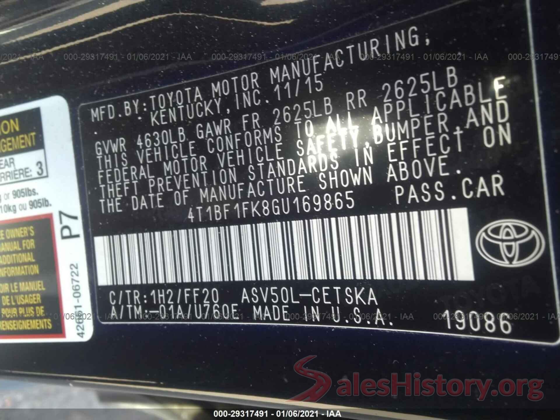 4T1BF1FK8GU169865 2016 TOYOTA CAMRY