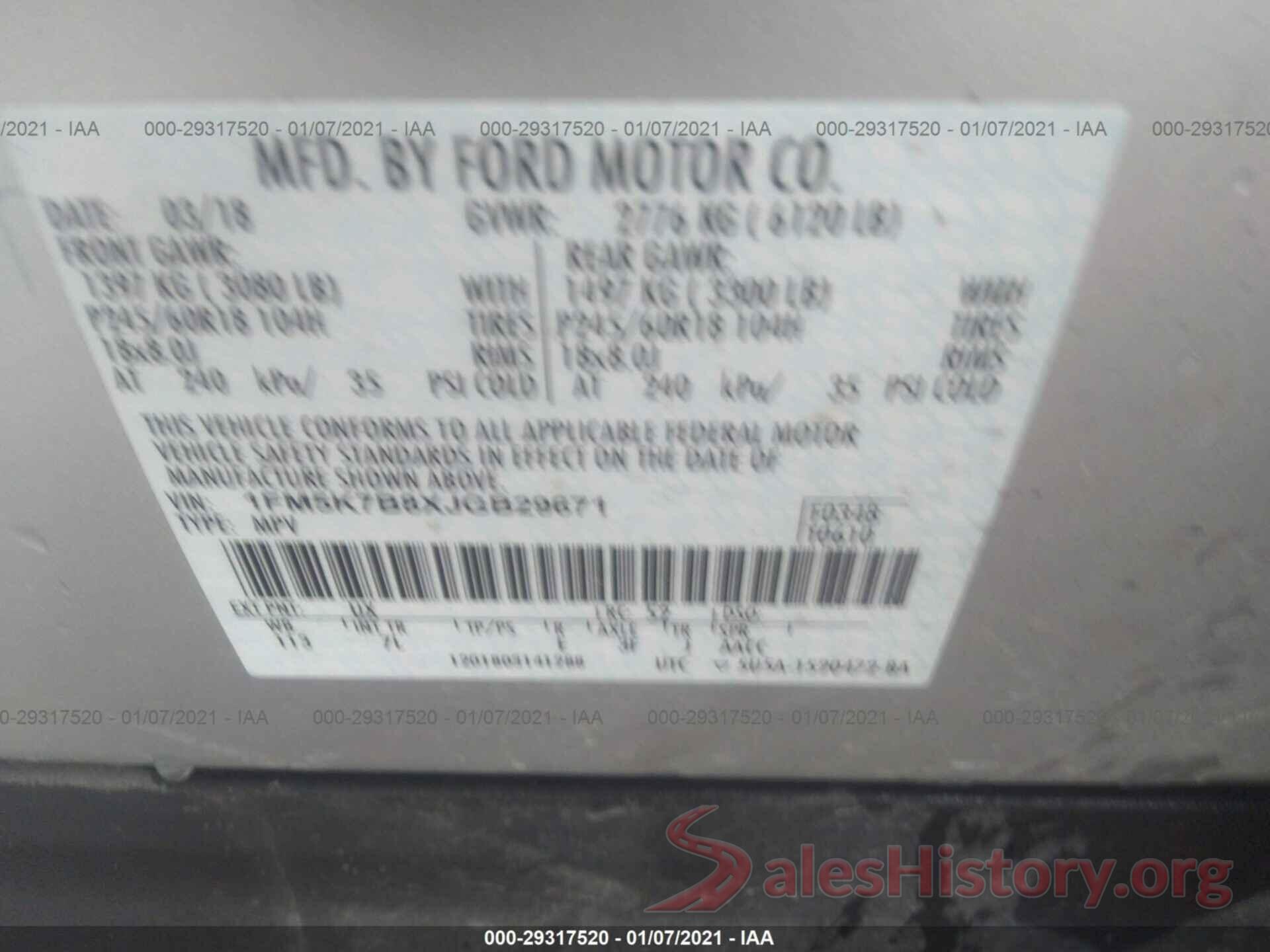 1FM5K7B8XJGB29671 2018 FORD EXPLORER