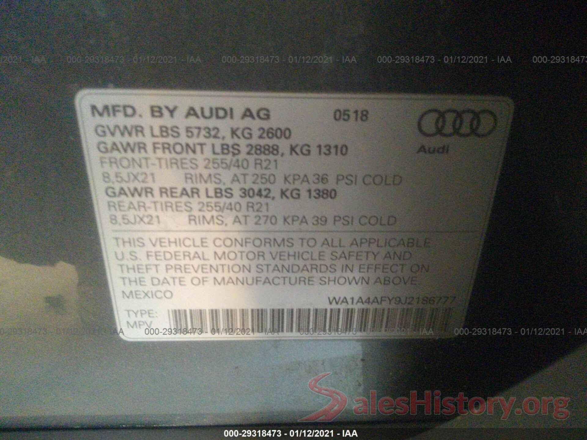 WA1A4AFY9J2186777 2018 AUDI SQ5