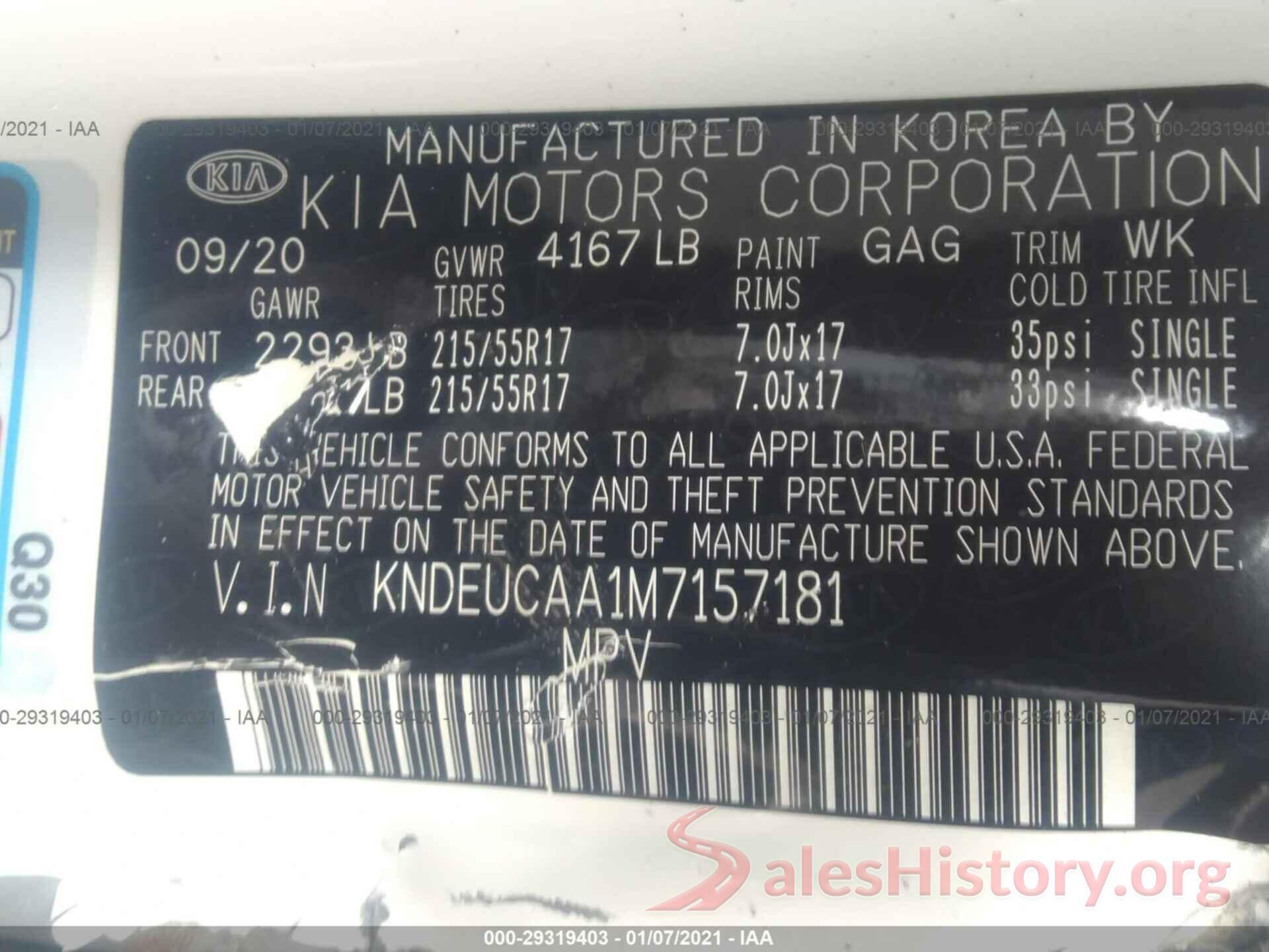 KNDEUCAA1M7157181 2021 KIA SELTOS