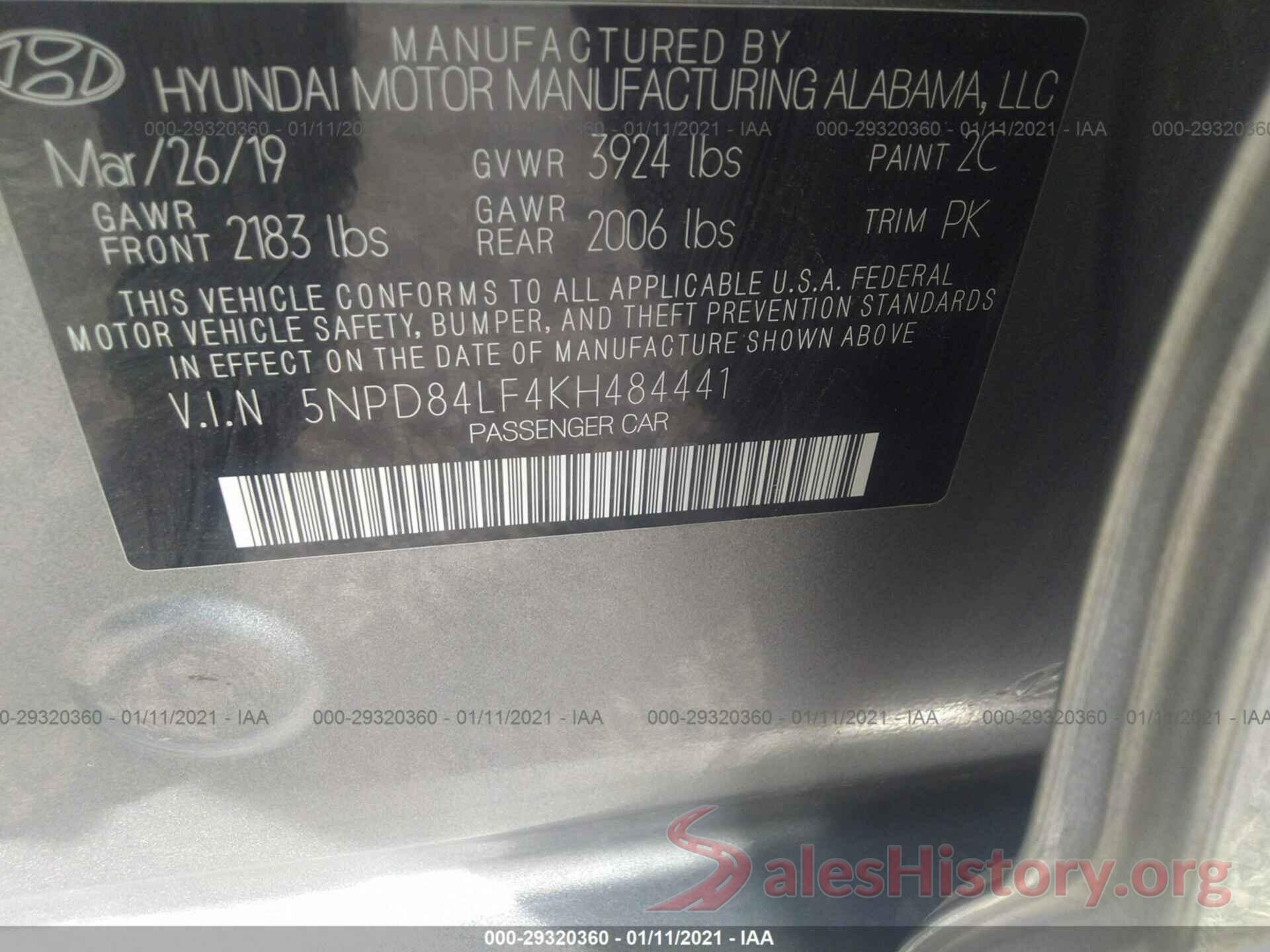 5NPD84LF4KH484441 2019 HYUNDAI ELANTRA