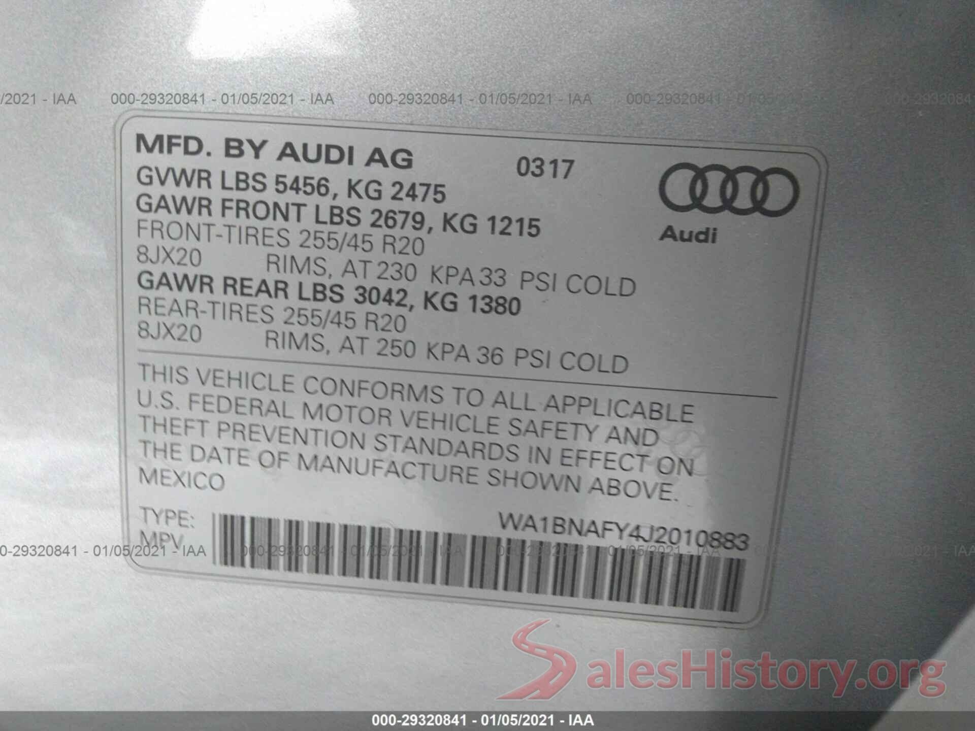 WA1BNAFY4J2010883 2018 AUDI Q5