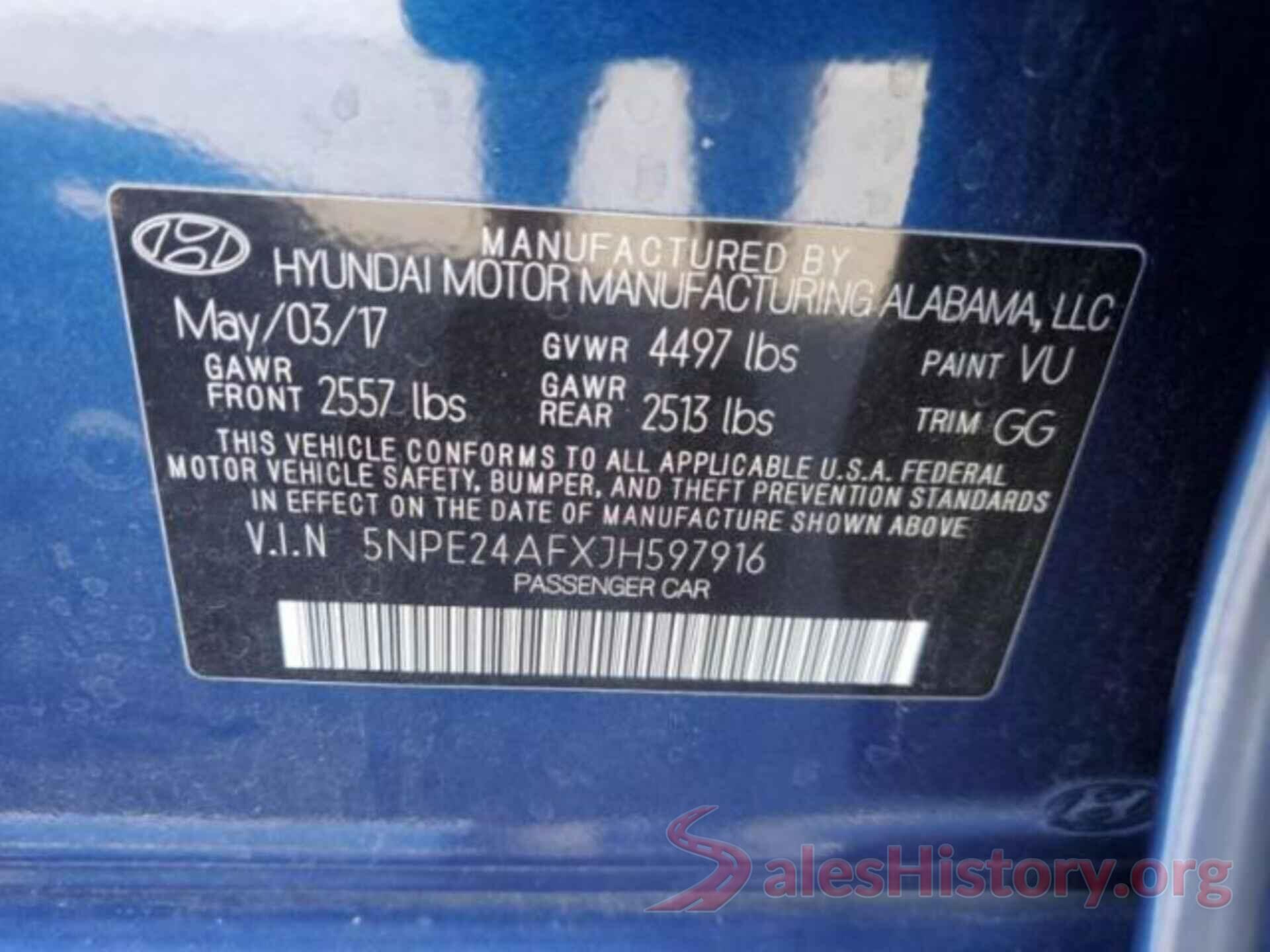 5NPE24AFXJH597916 2018 HYUNDAI SONATA