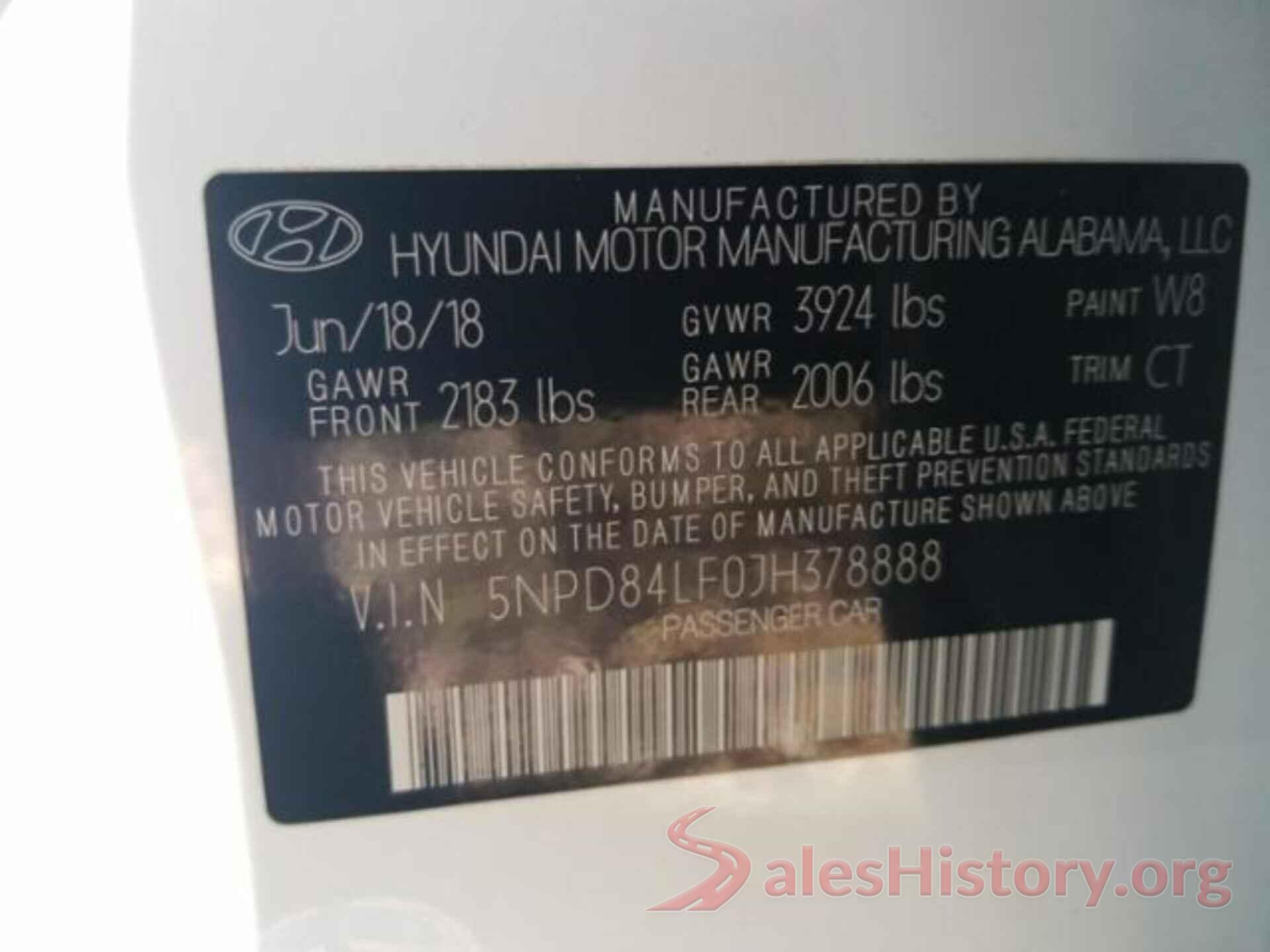 5NPD84LF0JH378888 2018 HYUNDAI ELANTRA