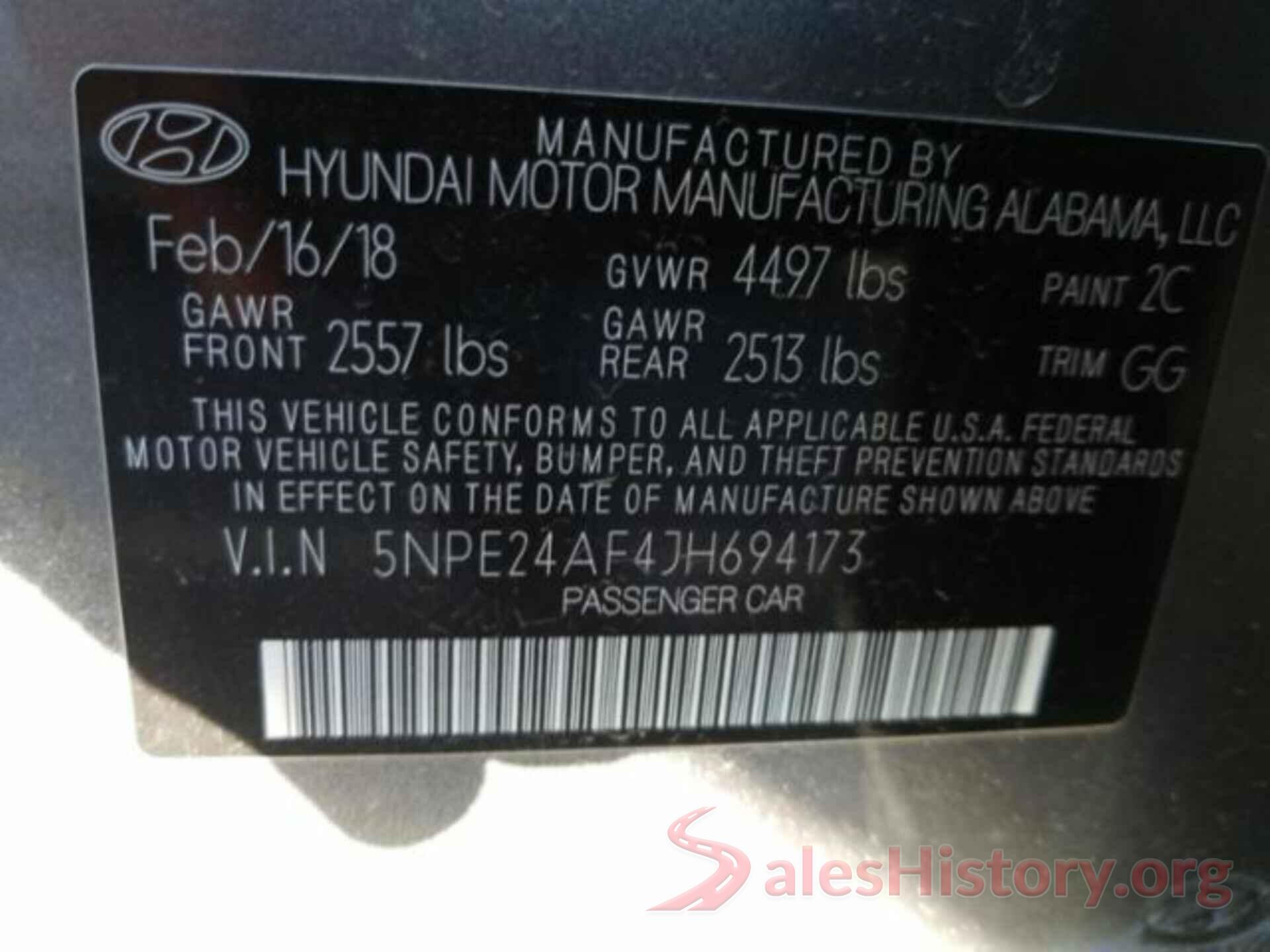 5NPE24AF4JH694173 2018 HYUNDAI SONATA