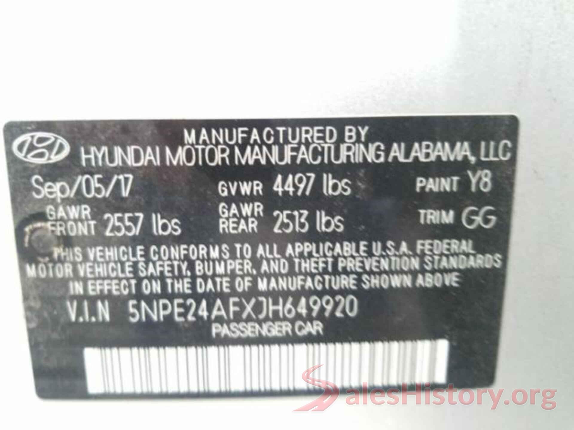 5NPE24AFXJH649920 2018 HYUNDAI SONATA