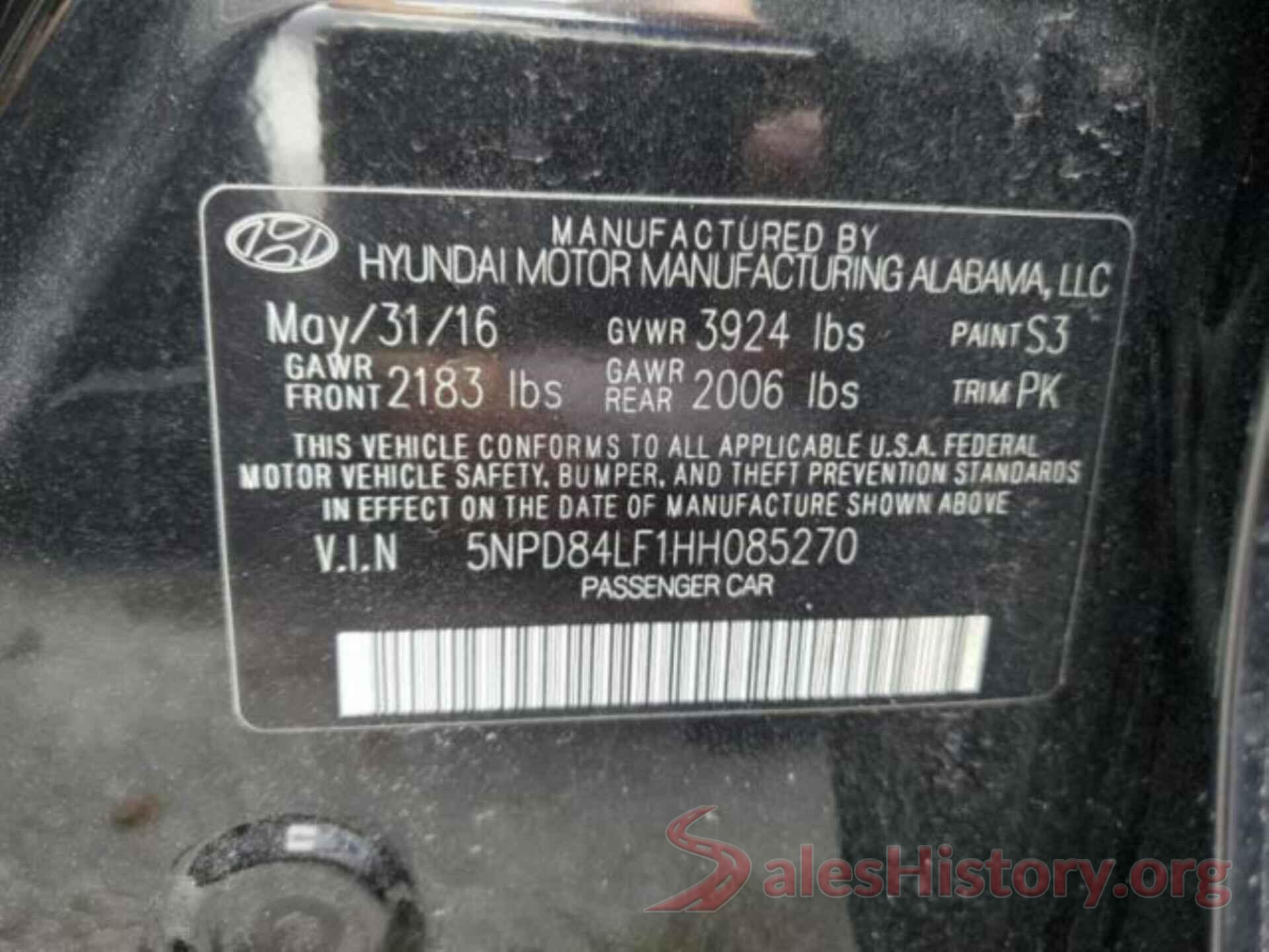 5NPD84LF1HH085270 2017 HYUNDAI ELANTRA