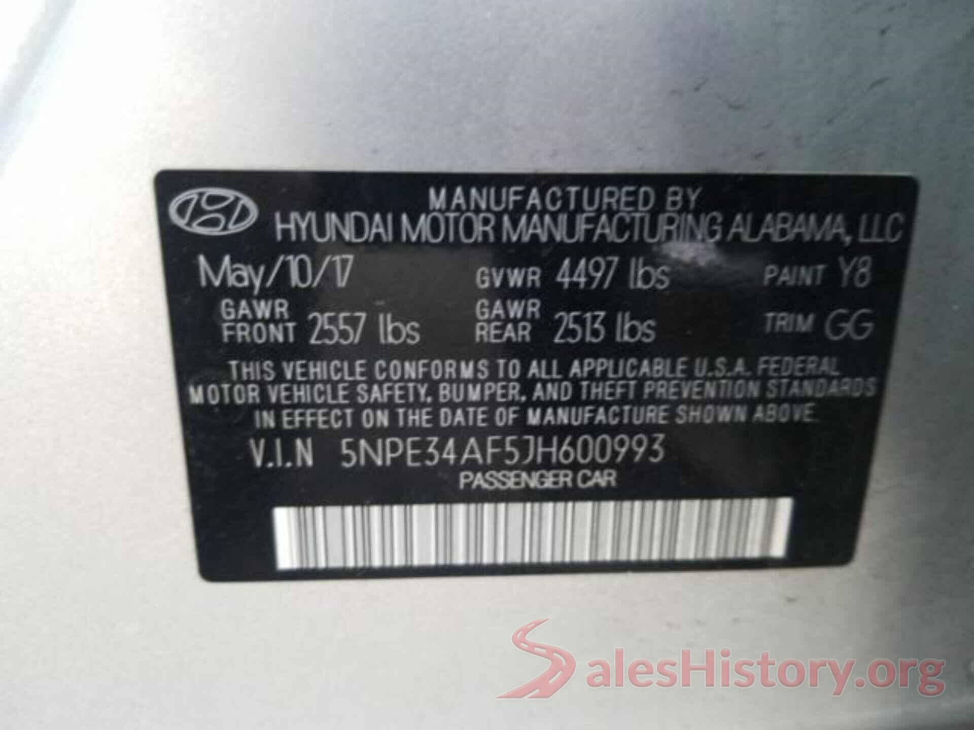 5NPE34AF5JH600993 2018 HYUNDAI SONATA