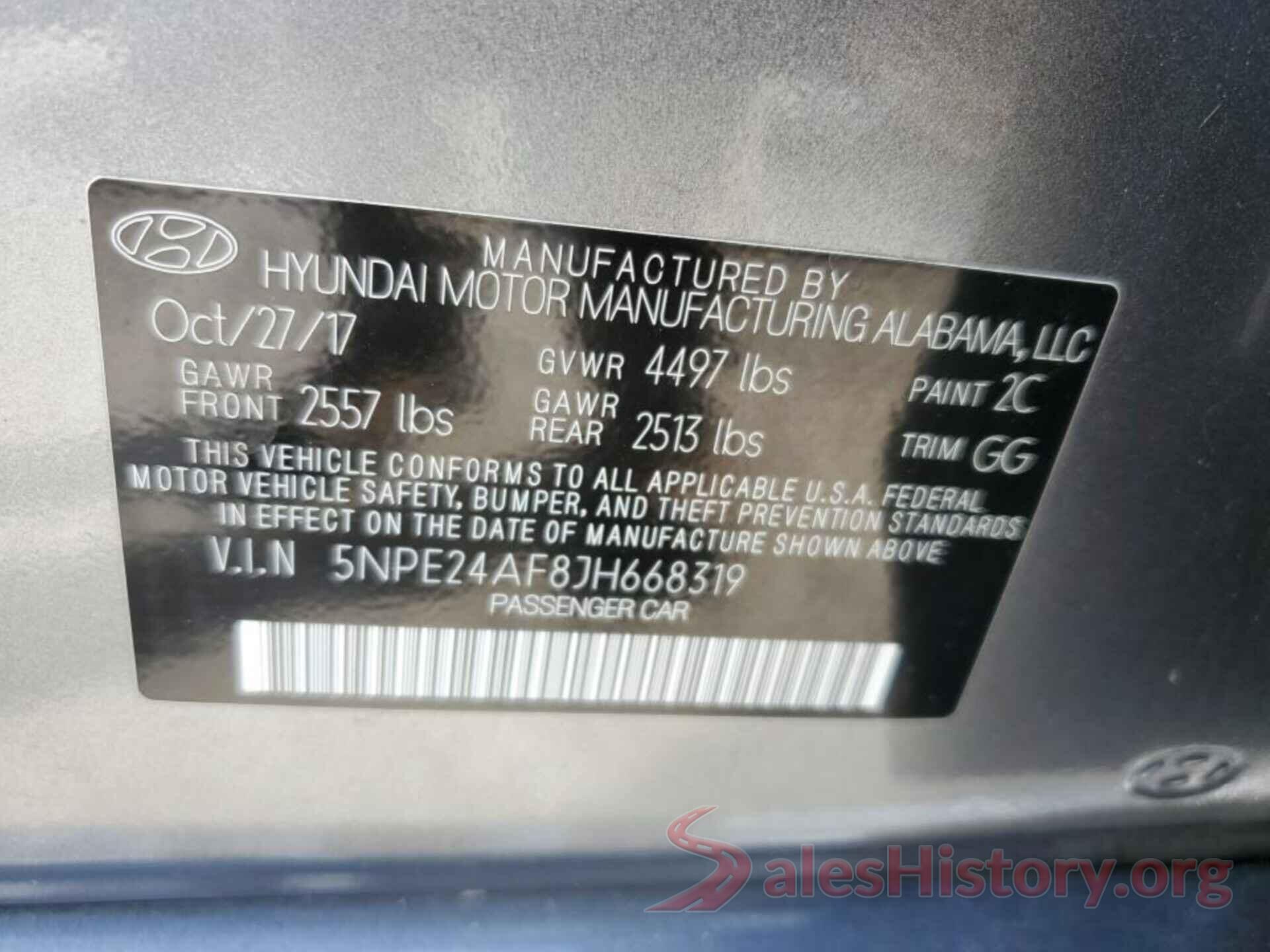 5NPE24AF8JH668319 2018 HYUNDAI SONATA