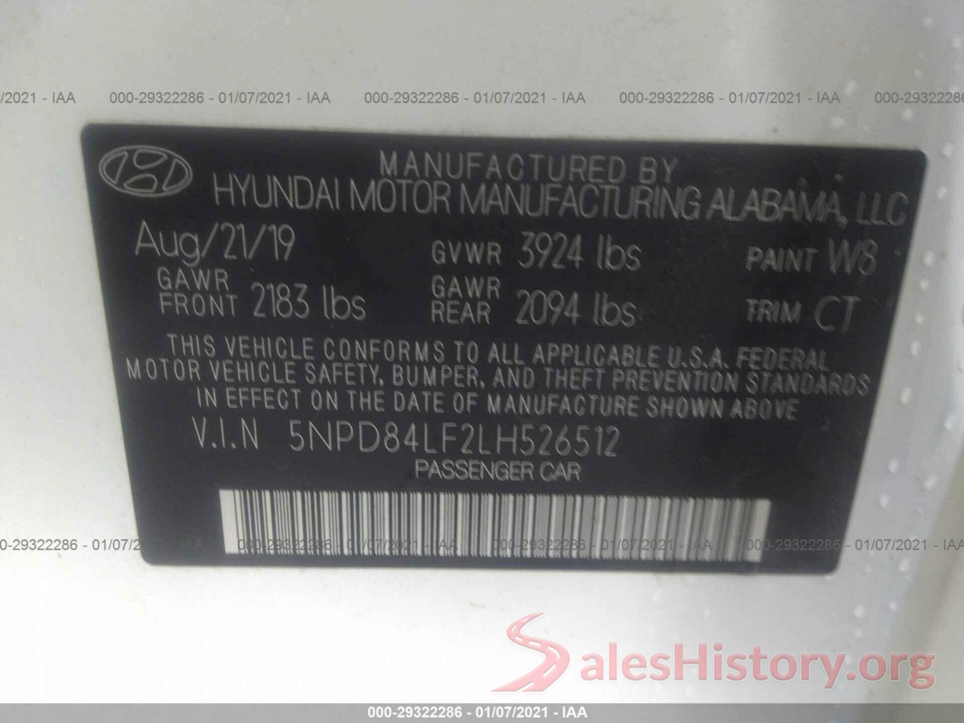 5NPD84LF2LH526512 2020 HYUNDAI ELANTRA