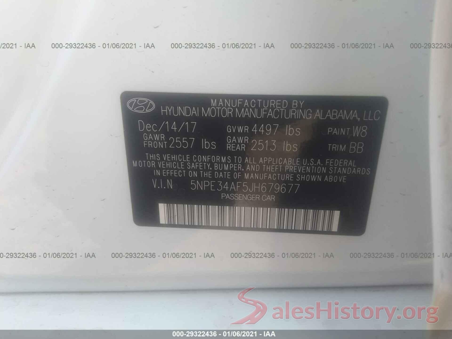 5NPE34AF5JH679677 2018 HYUNDAI SONATA