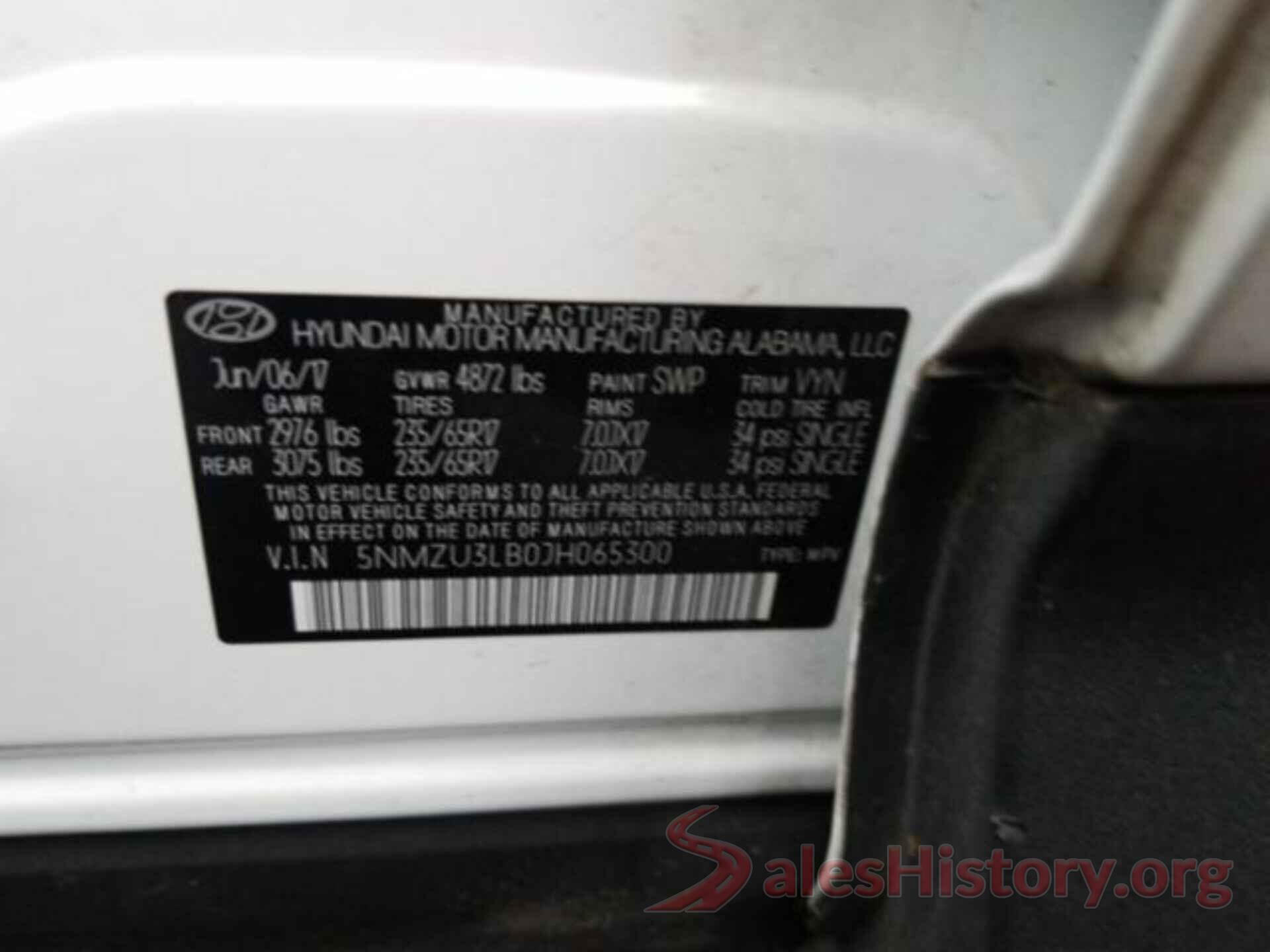 5NMZU3LB0JH065300 2018 HYUNDAI SANTA FE SPORT