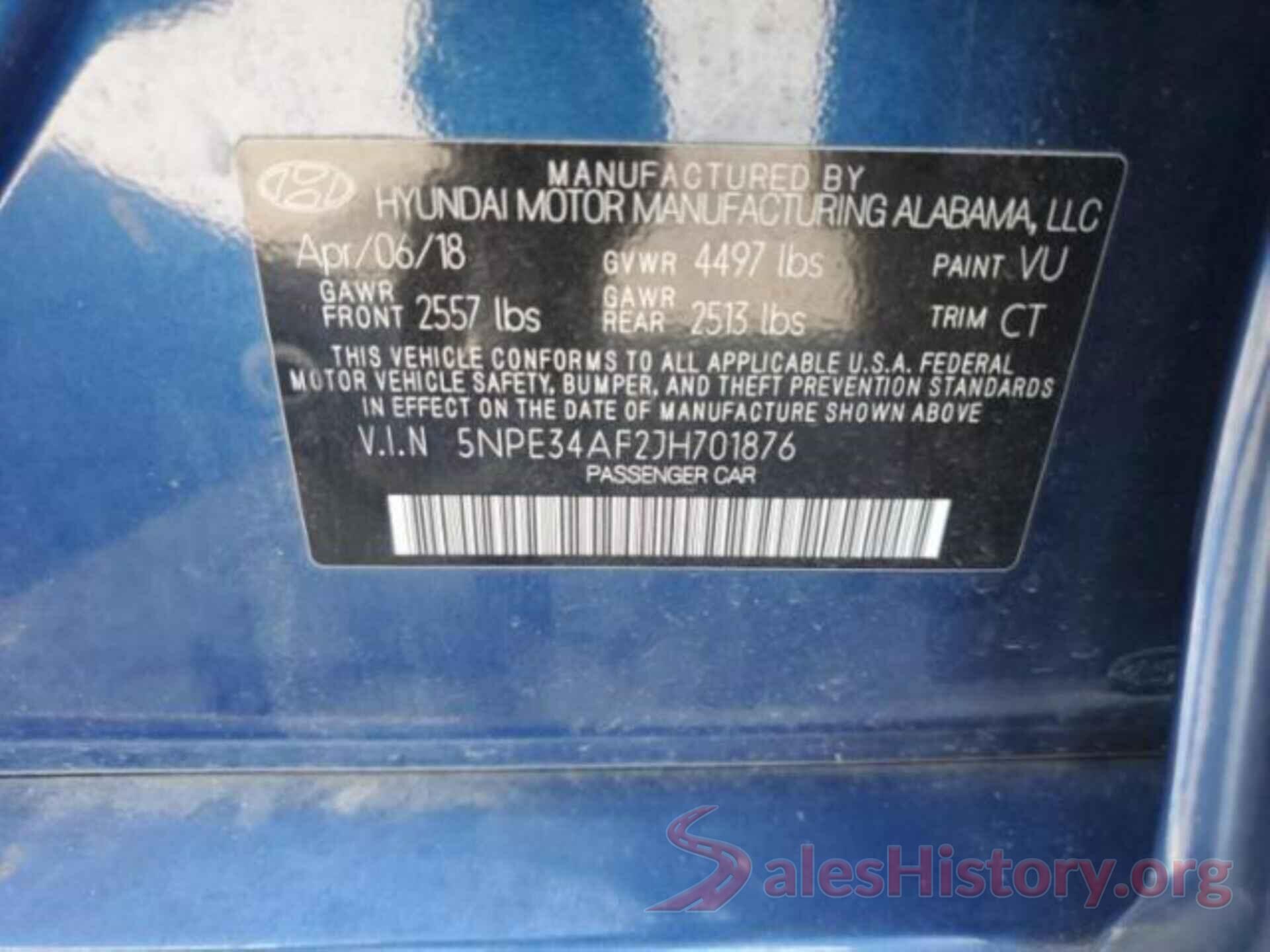 5NPE34AF2JH701876 2018 HYUNDAI SONATA