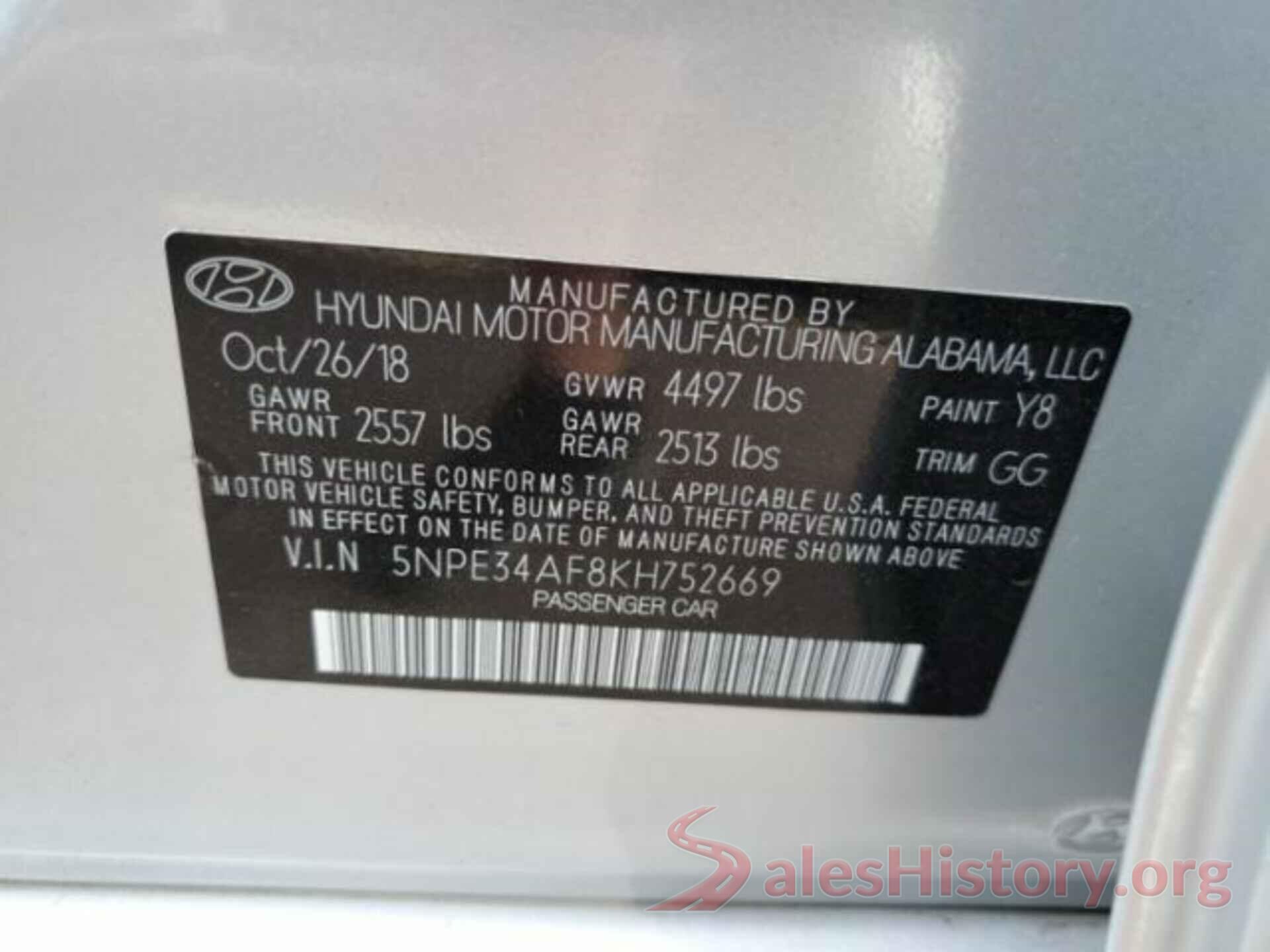 5NPE34AF8KH752669 2019 HYUNDAI SONATA