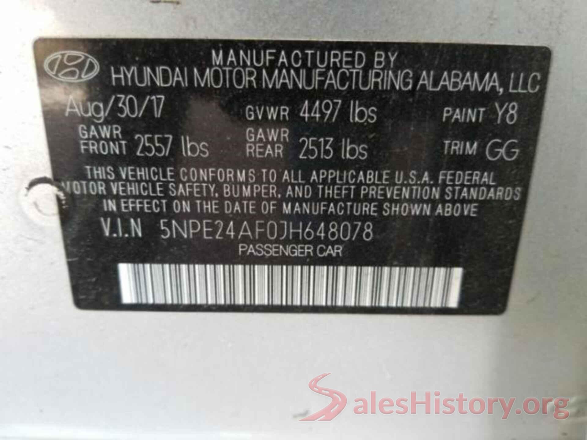 5NPE24AF0JH648078 2018 HYUNDAI SONATA