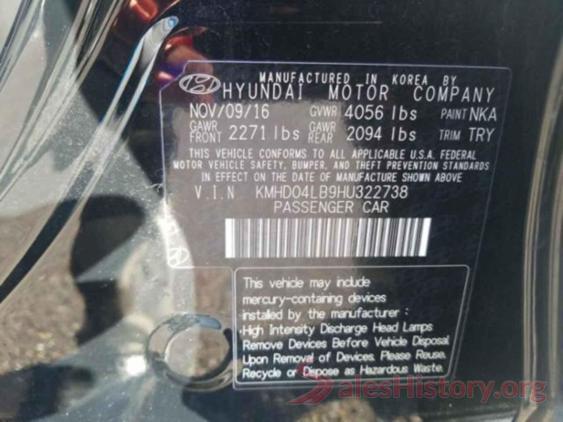 KMHD04LB9HU322738 2017 HYUNDAI ELANTRA