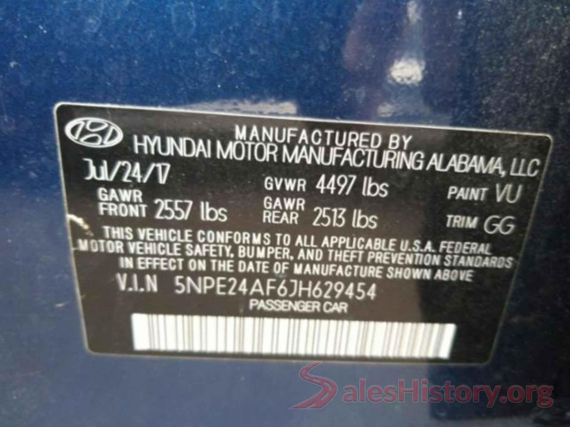 5NPE24AF6JH629454 2018 HYUNDAI SONATA