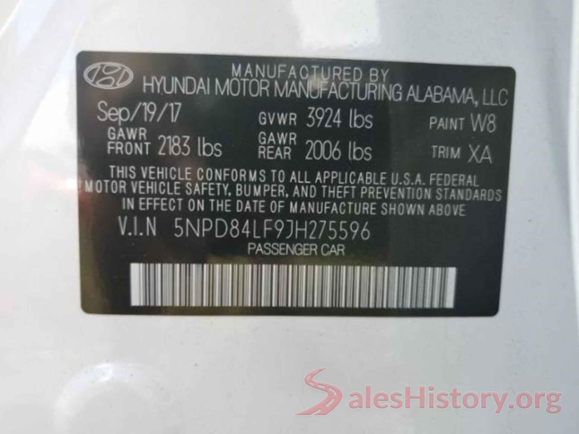 5NPD84LF9JH275596 2018 HYUNDAI ELANTRA