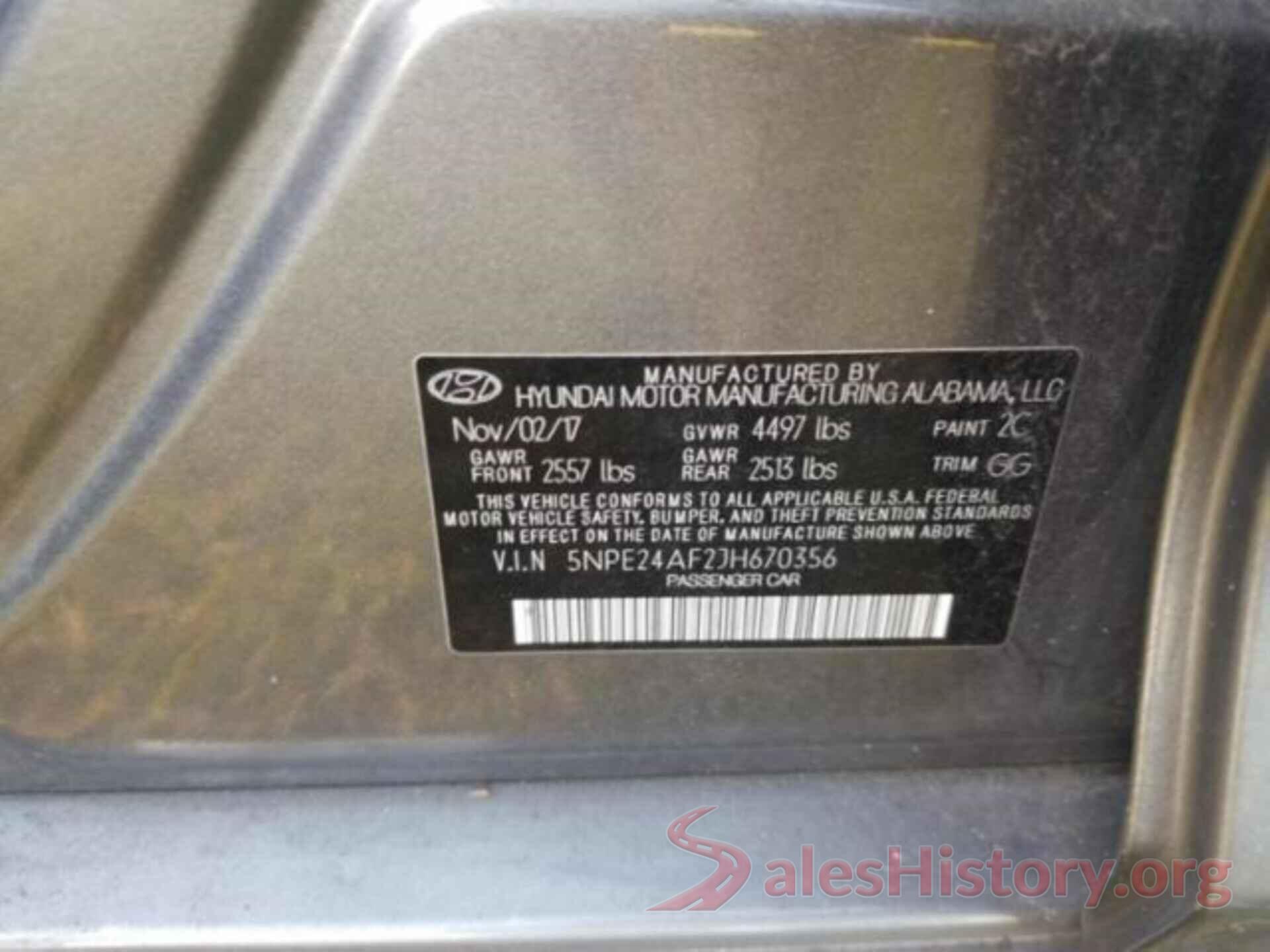 5NPE24AF2JH670356 2018 HYUNDAI SONATA