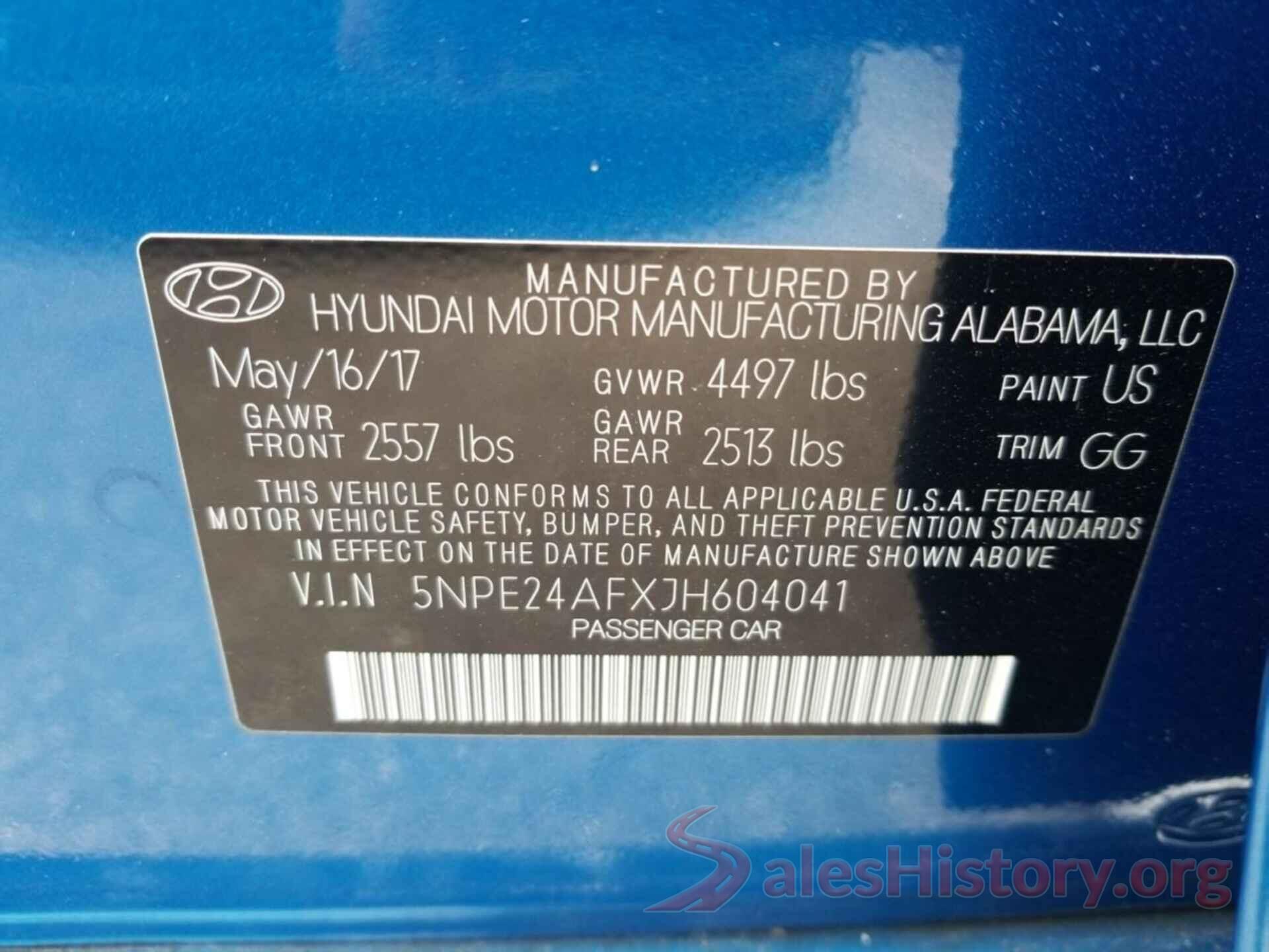 5NPE24AFXJH604041 2018 HYUNDAI SONATA