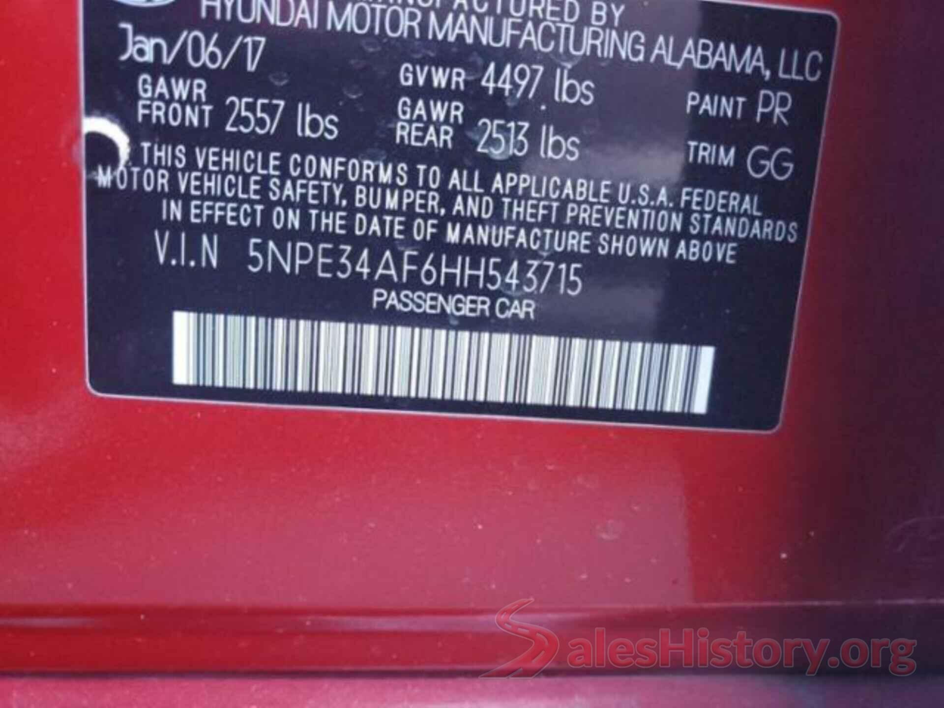 5NPE34AF6HH543715 2017 HYUNDAI SONATA