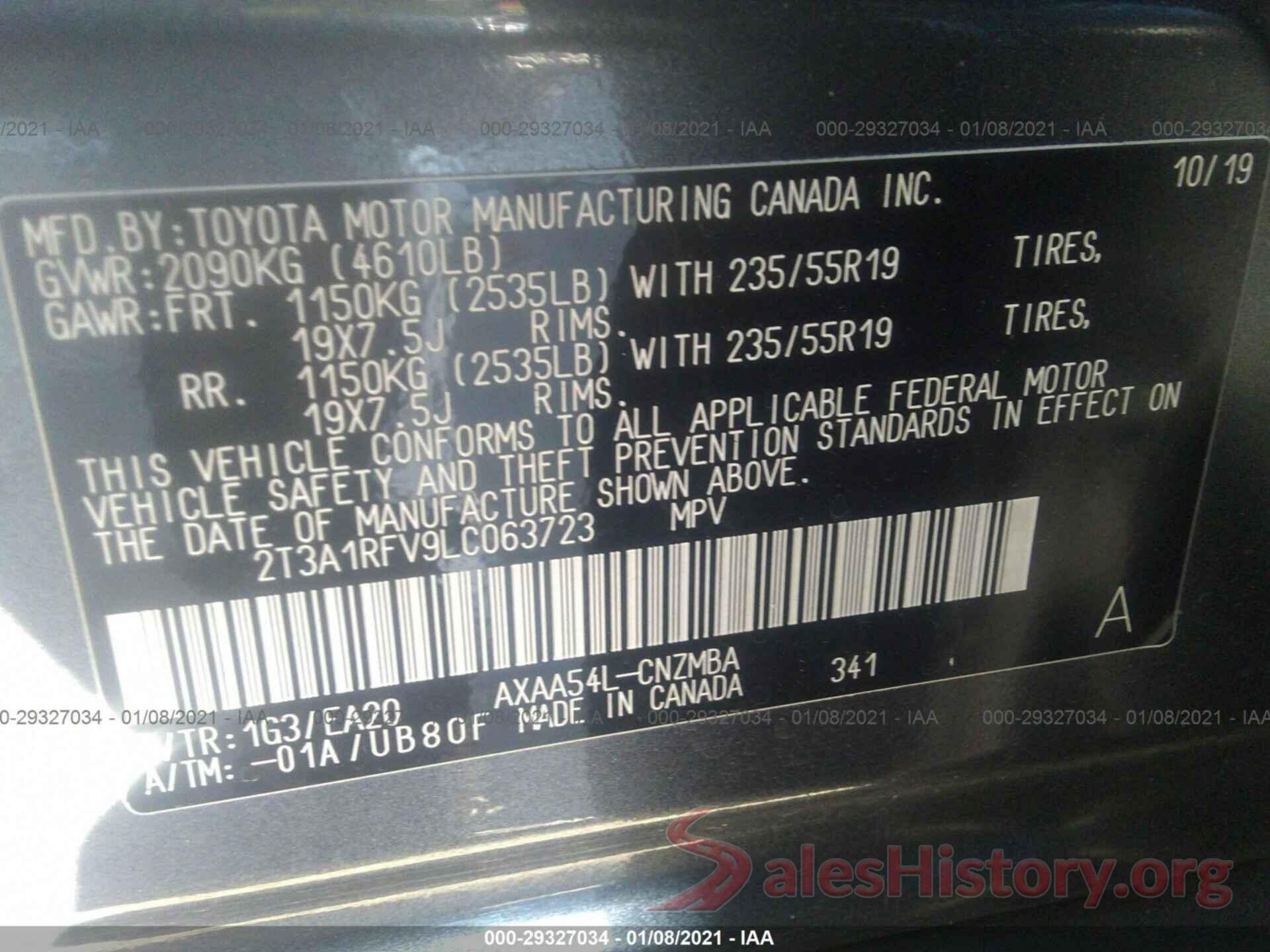 2T3A1RFV9LC063723 2020 TOYOTA RAV4