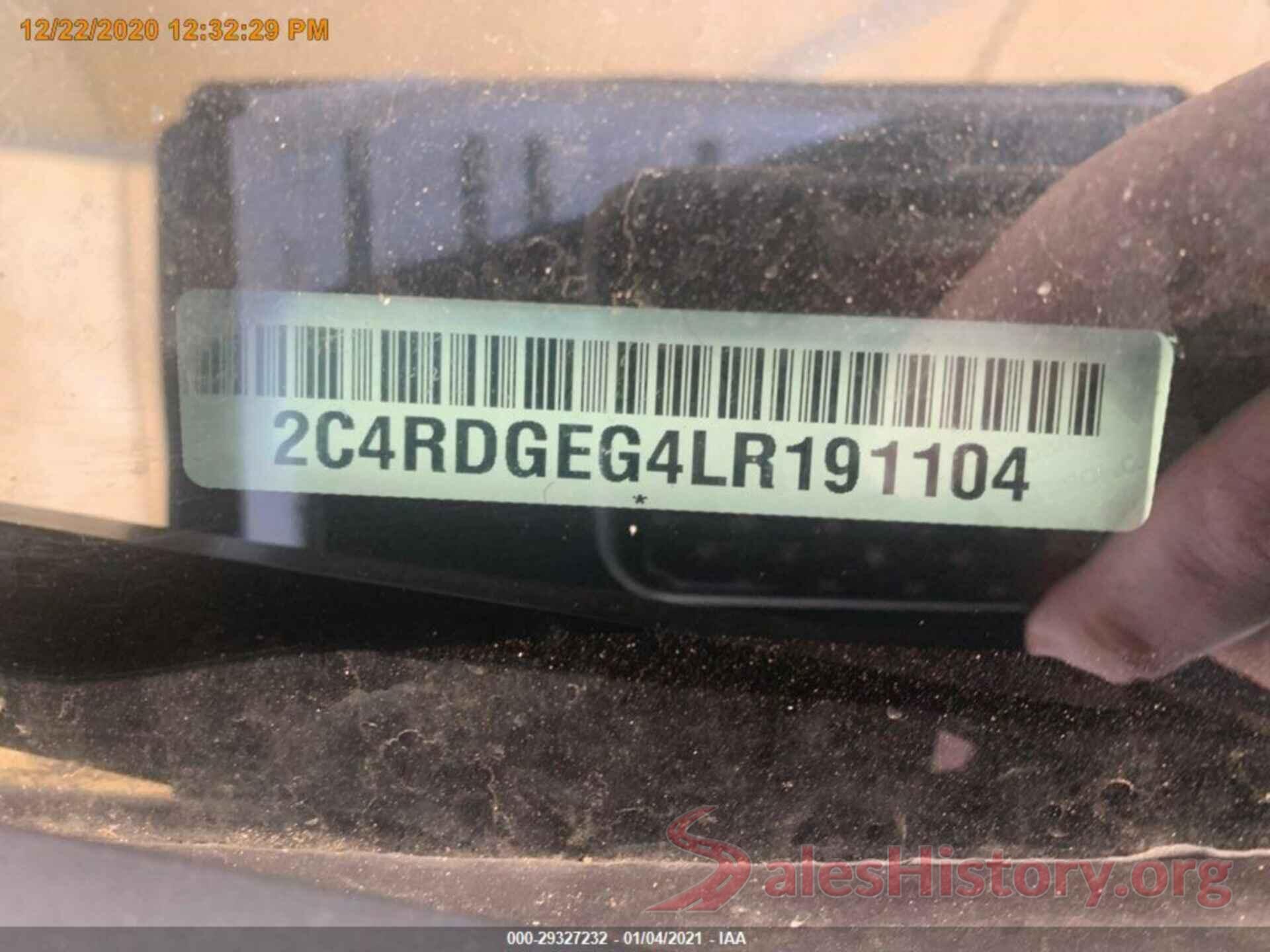 2C4RDGEG4LR191104 2020 DODGE GRAND CARAVAN