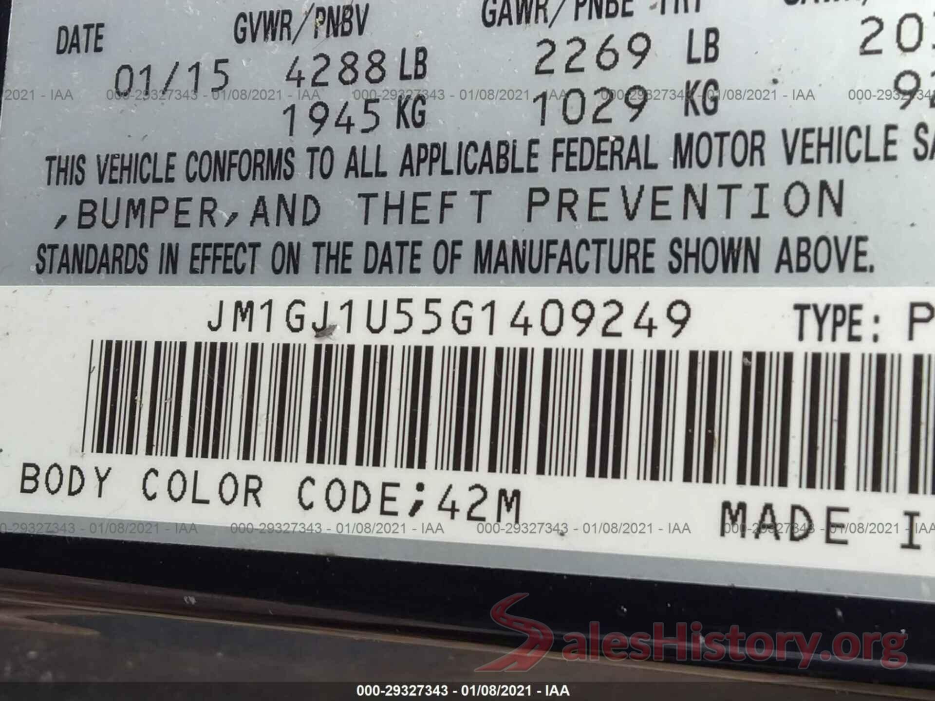 JM1GJ1U55G1409249 2016 MAZDA MAZDA6