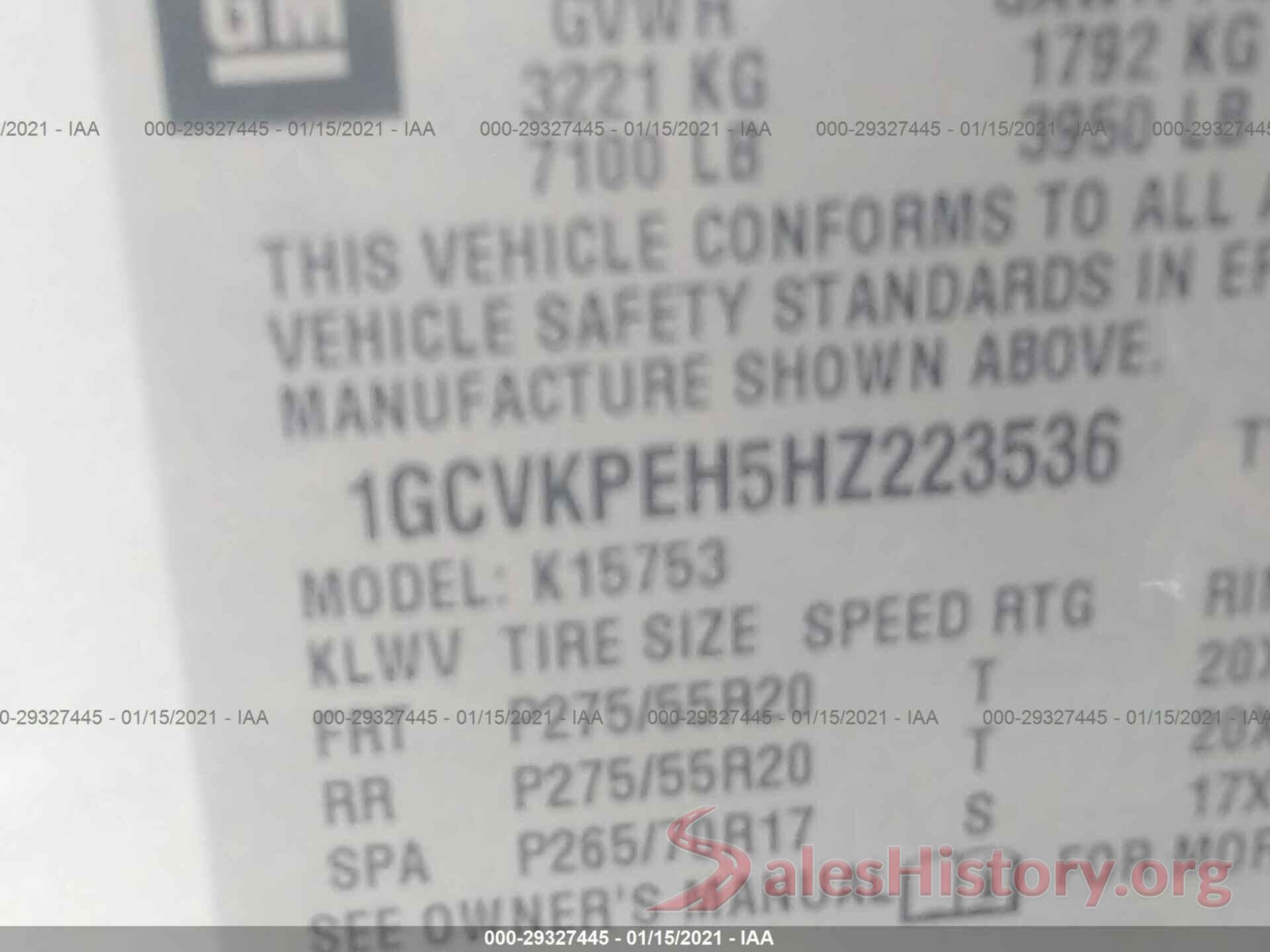 1GCVKPEH5HZ223536 2017 CHEVROLET SILVERADO 1500