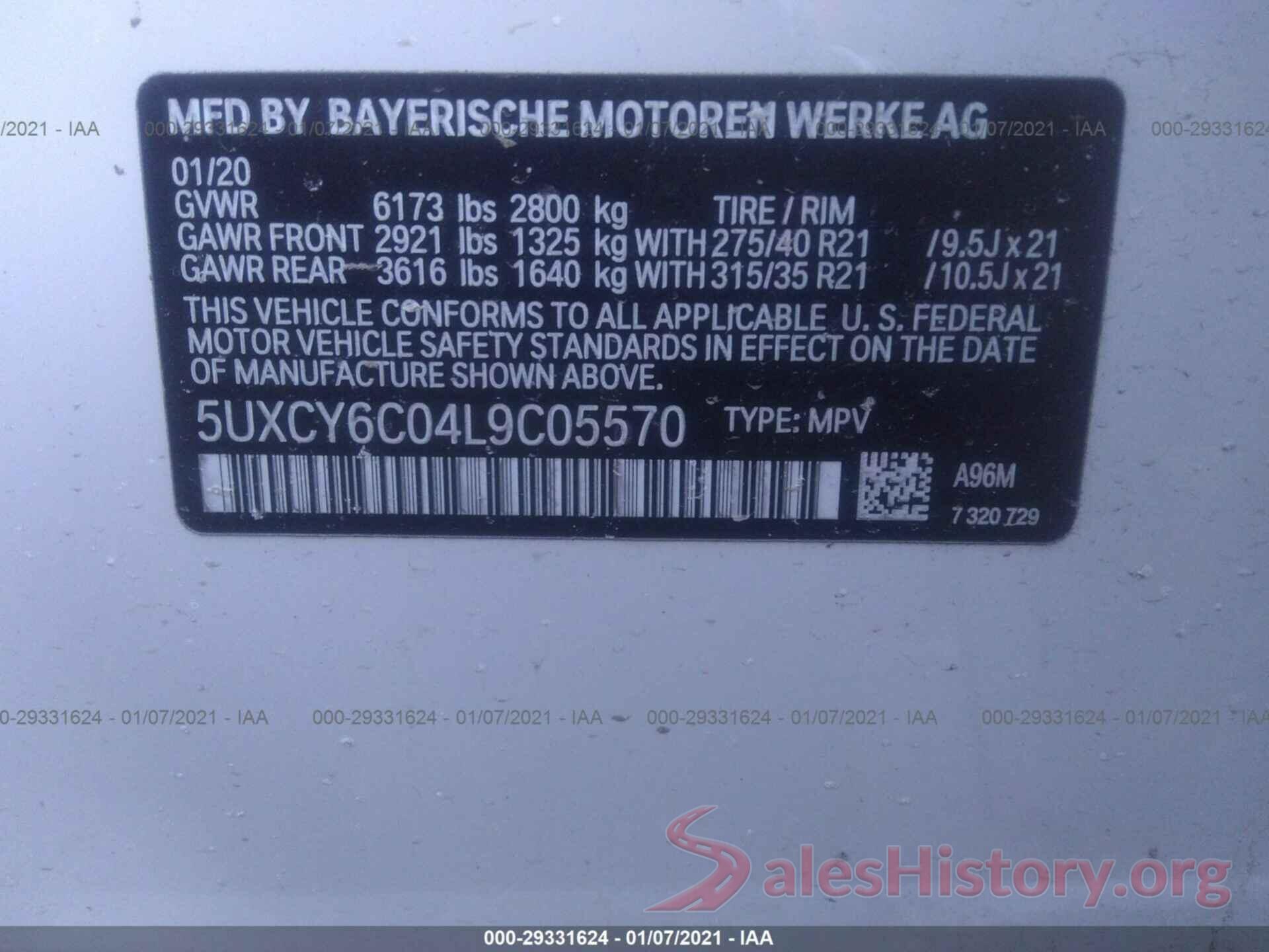 5UXCY6C04L9C05570 2020 BMW X6