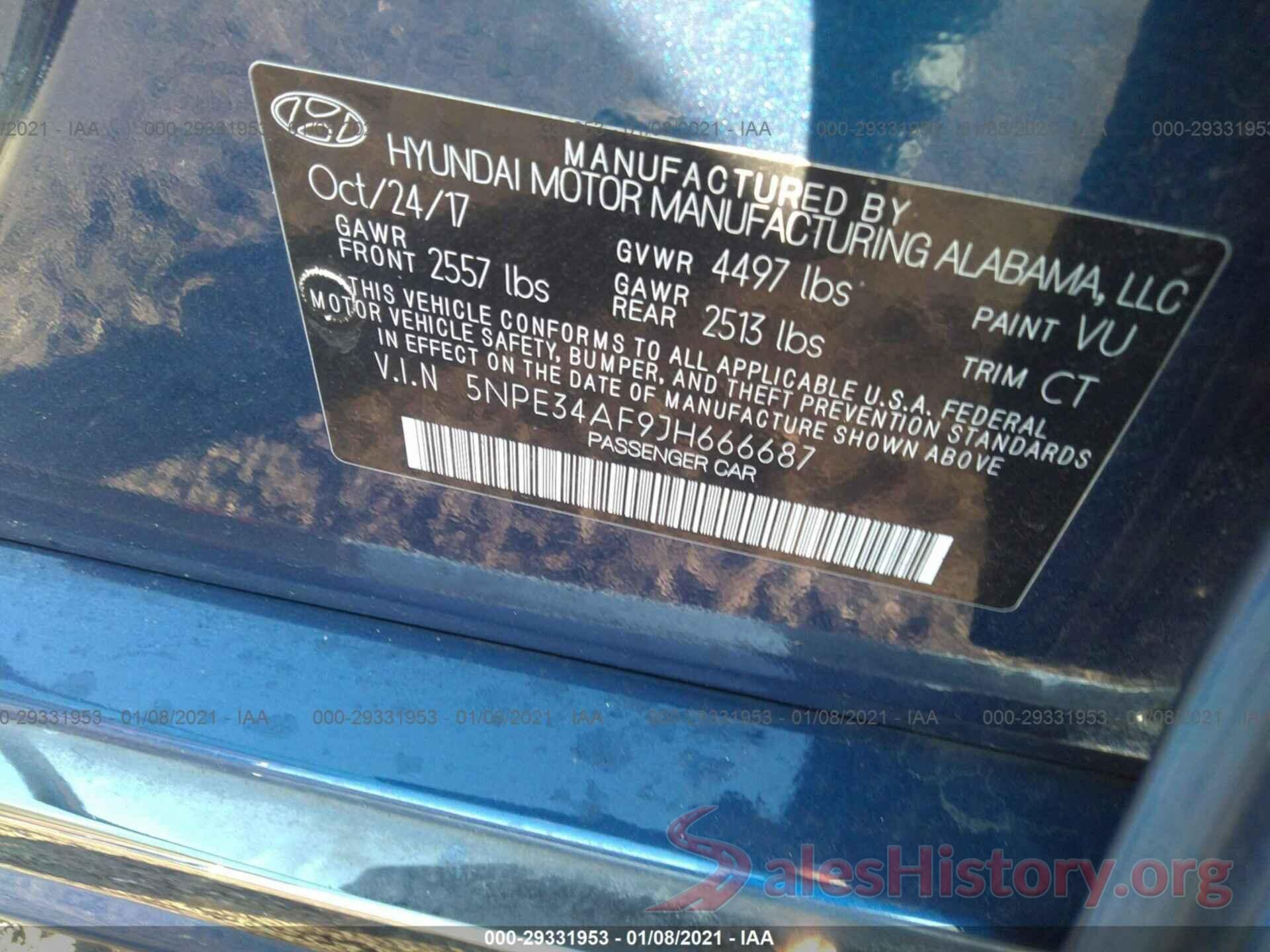 5NPE34AF9JH666687 2018 HYUNDAI SONATA