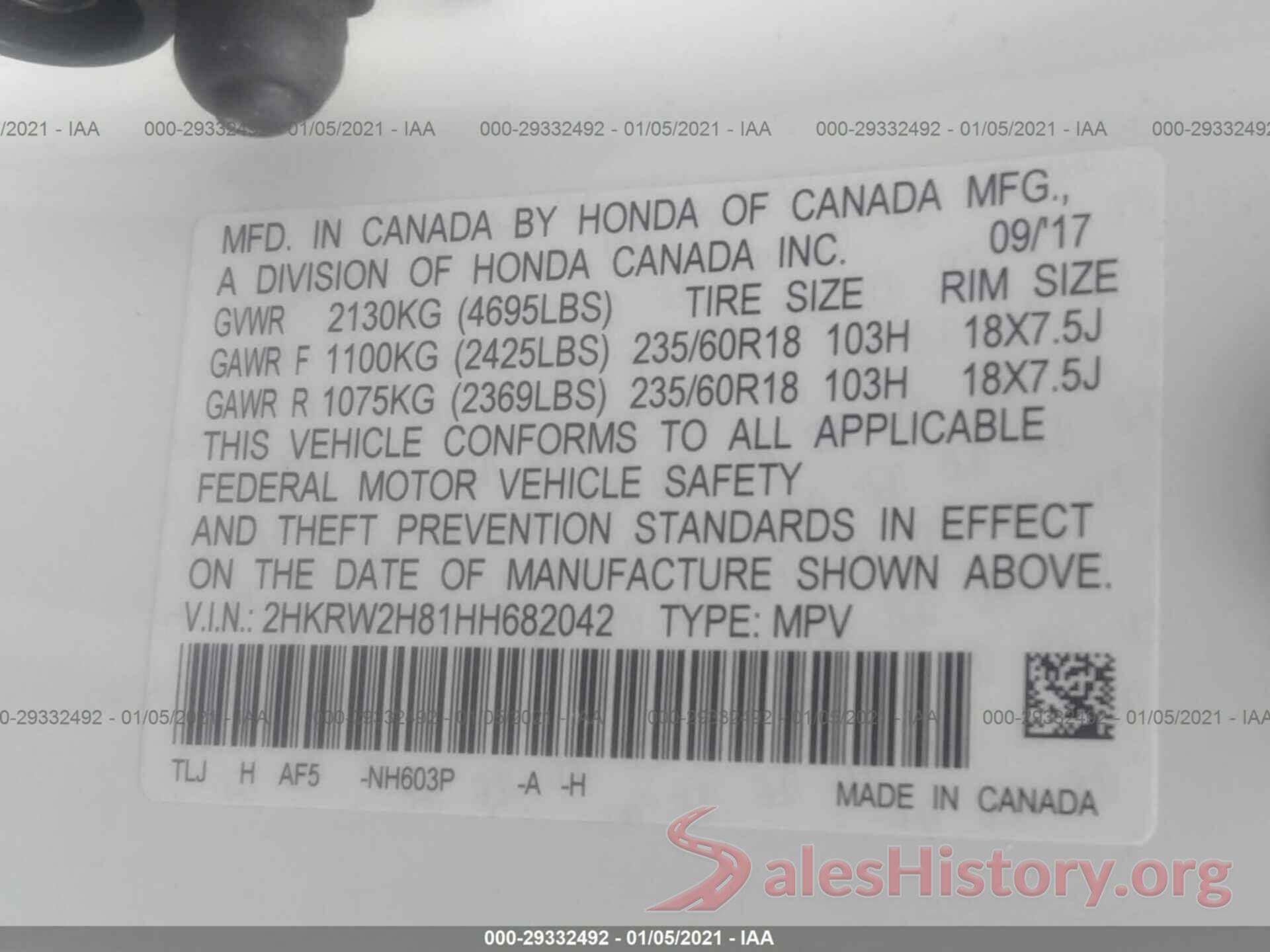 2HKRW2H81HH682042 2017 HONDA CR-V