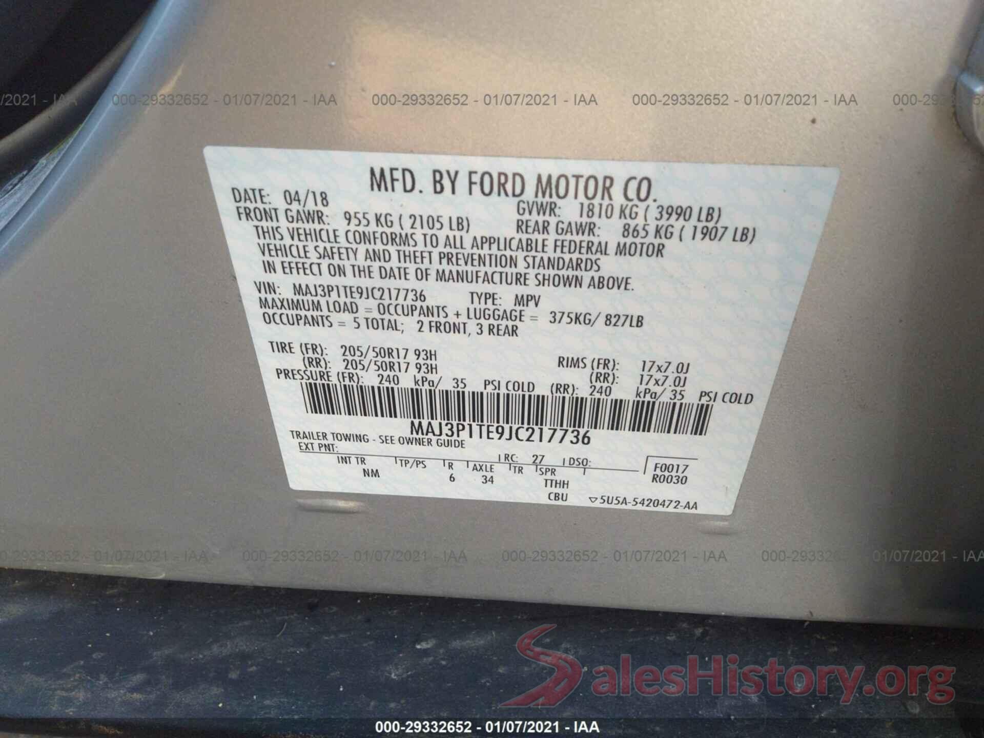 MAJ3P1TE9JC217736 2018 FORD ECOSPORT