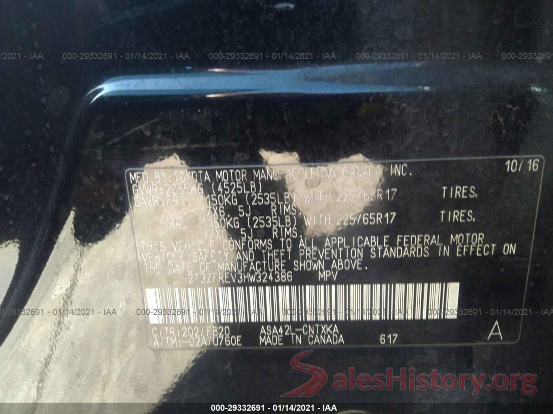 2T3ZFREV3HW324386 2017 TOYOTA RAV4