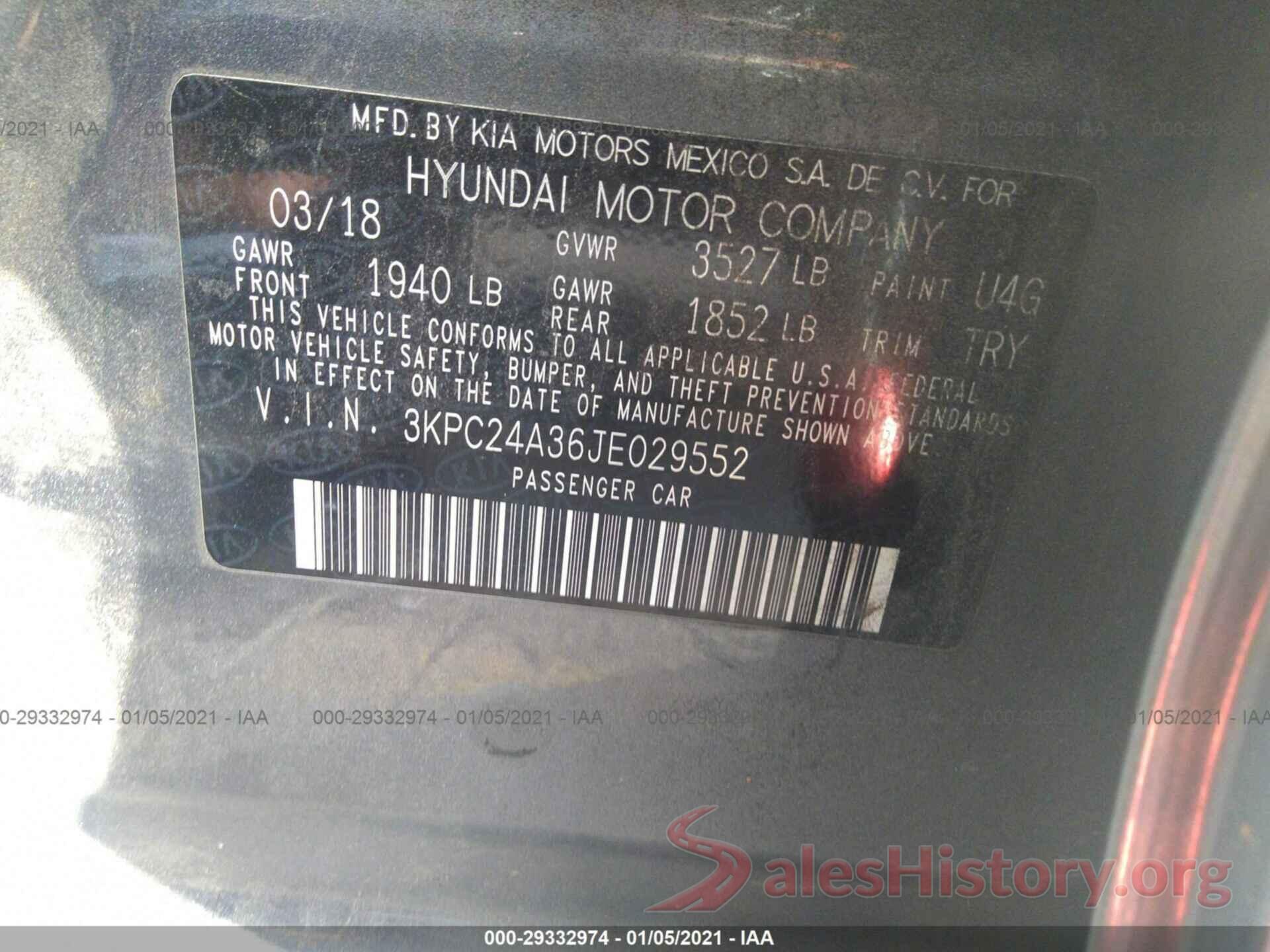 3KPC24A36JE029552 2018 HYUNDAI ACCENT