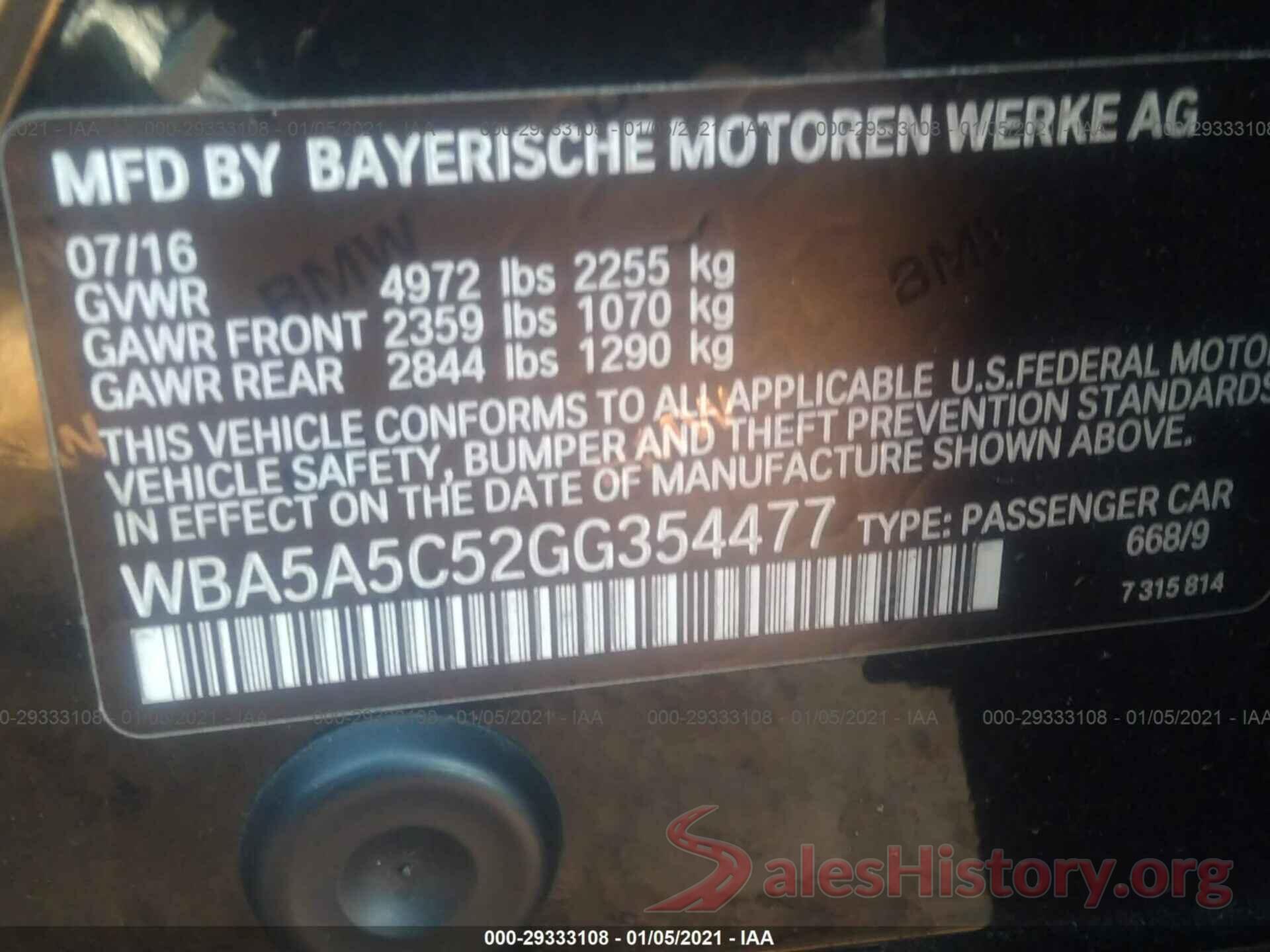 WBA5A5C52GG354477 2016 BMW 5 SERIES