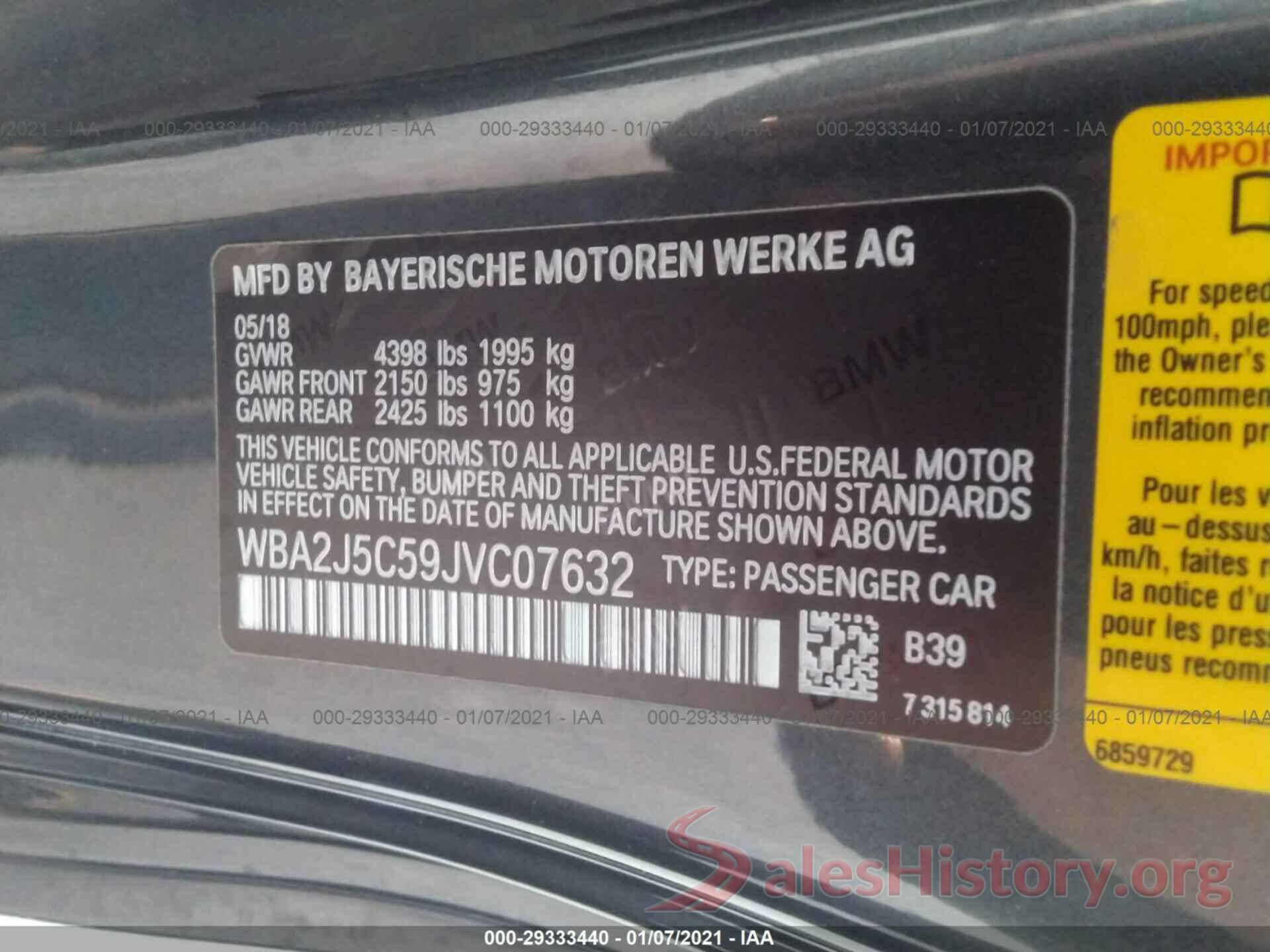 WBA2J5C59JVC07632 2018 BMW 2 SERIES